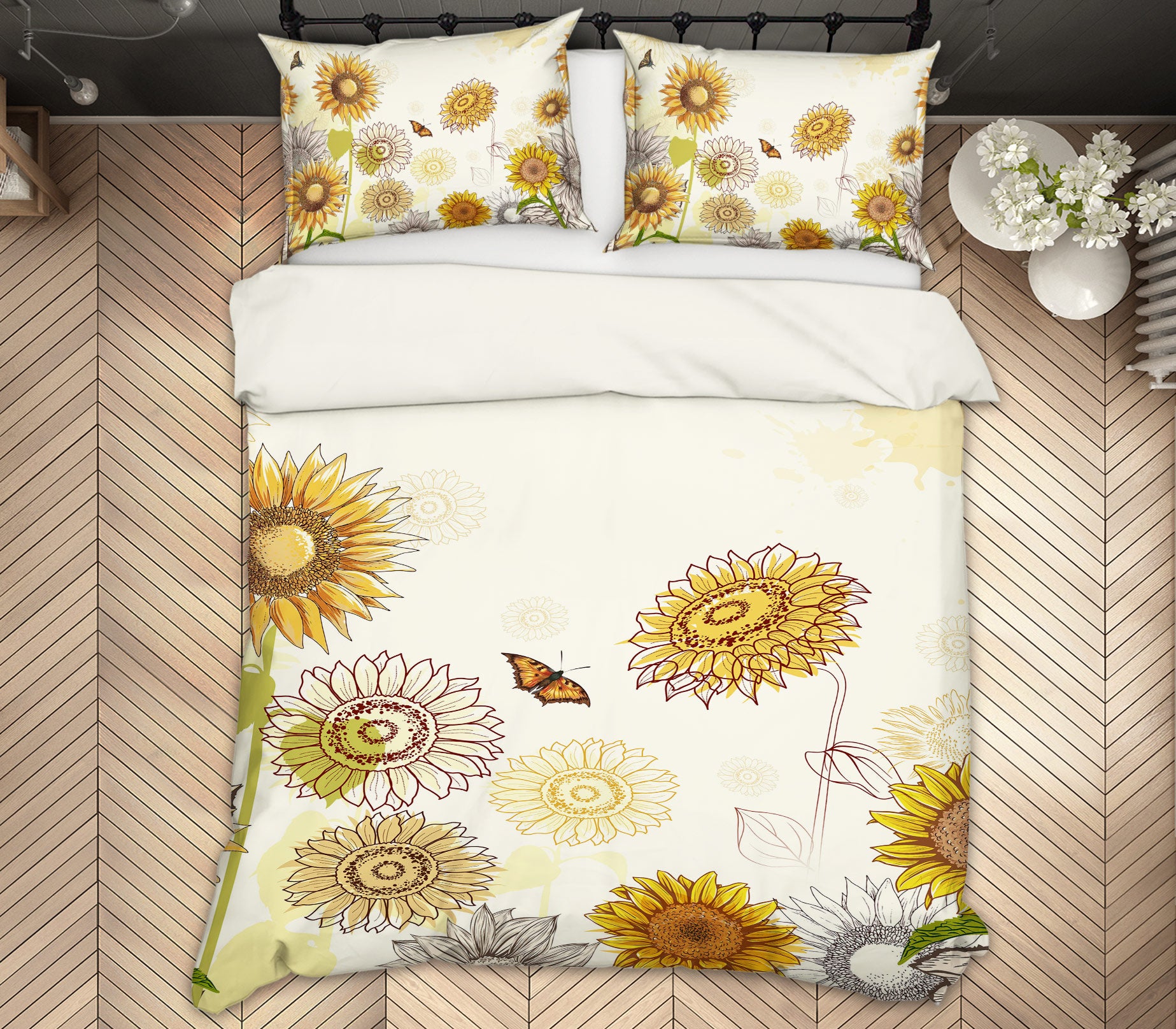 3D Sunflower 13004 Bed Pillowcases Quilt