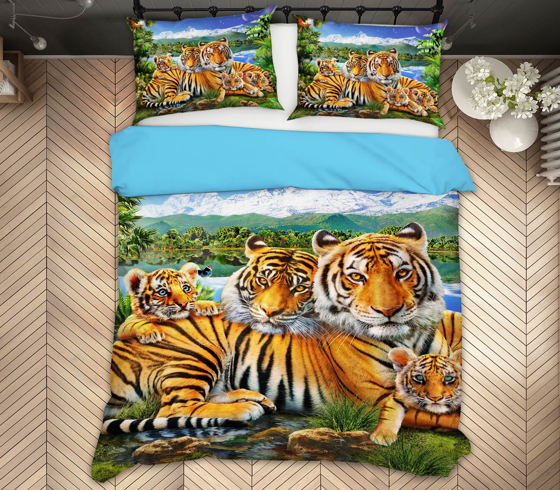 3D Loving Tigers 2041 Adrian Chesterman Bedding Bed Pillowcases Quilt