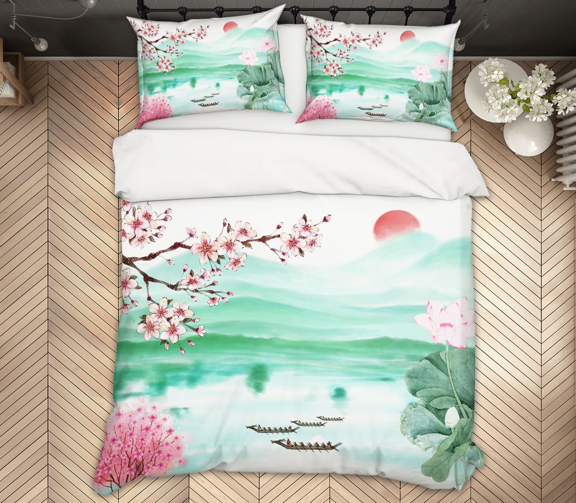 3D River Tree 13086 Bed Pillowcases Quilt