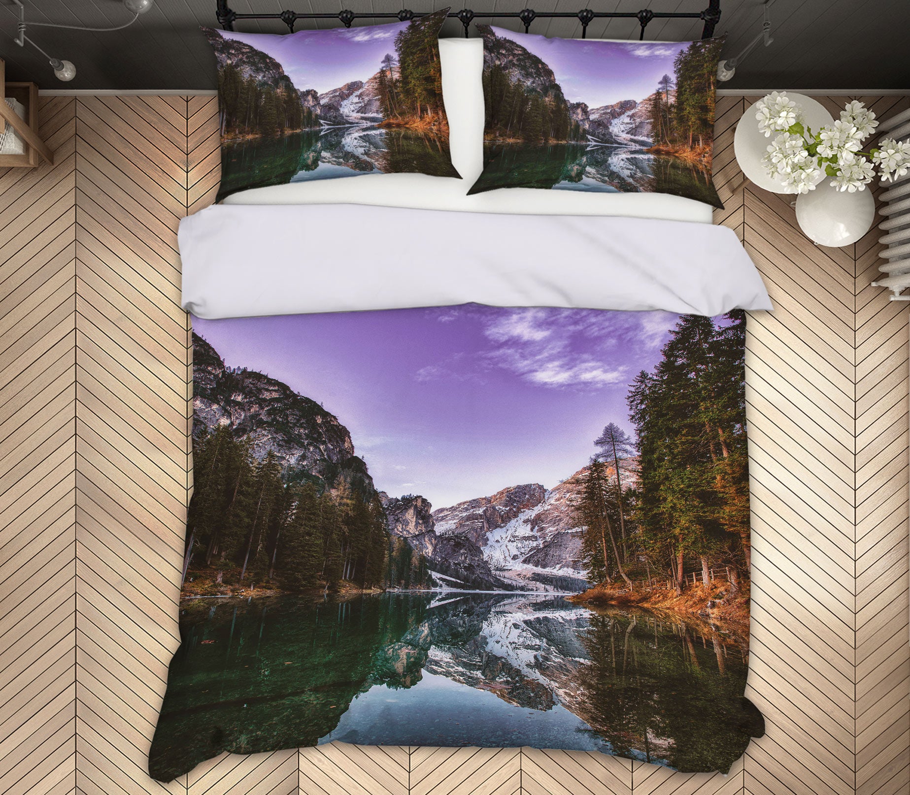 3D Forest Lake 12215 Bed Pillowcases Quilt