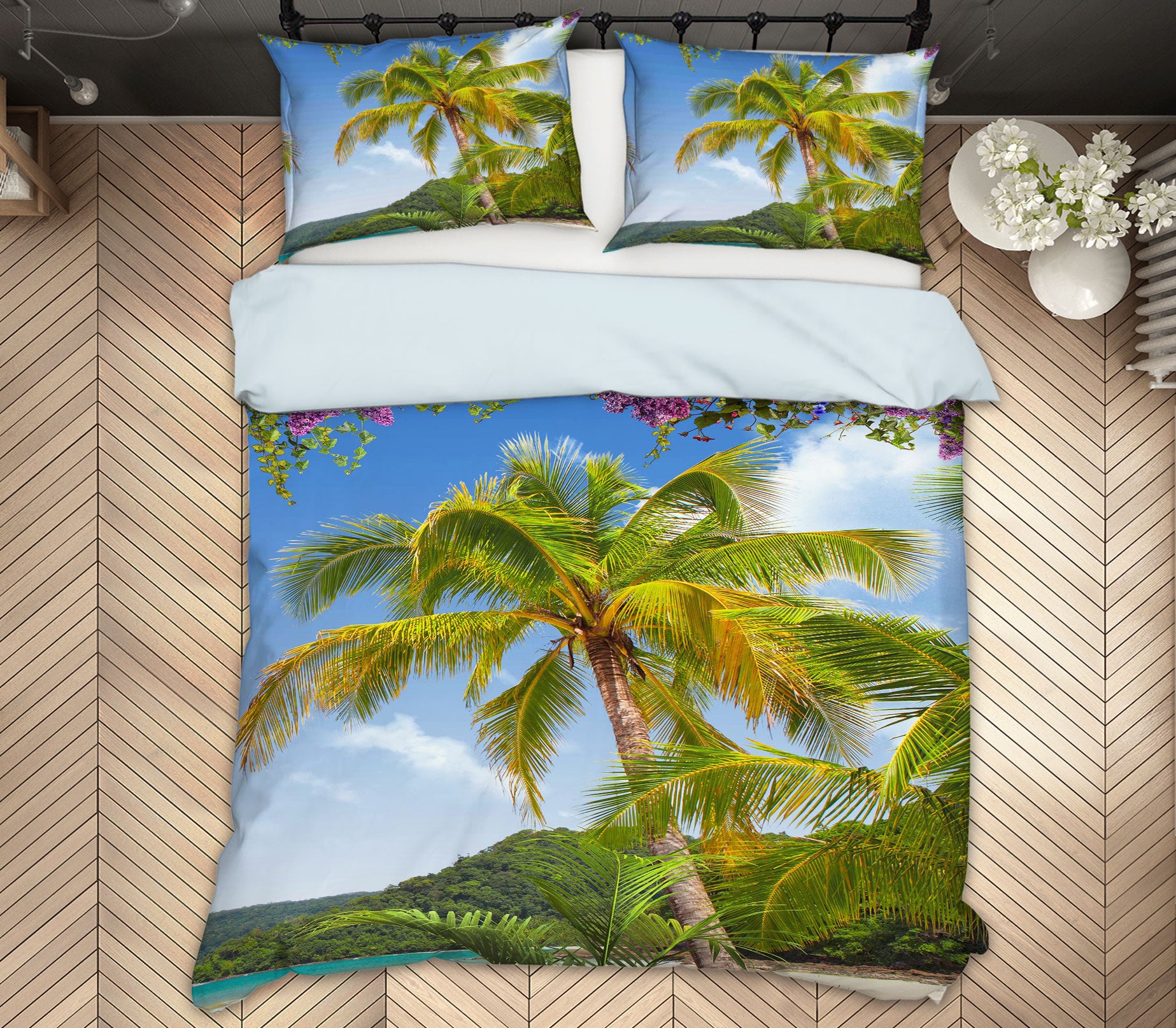 3D Coconut Tree 13010 Bed Pillowcases Quilt