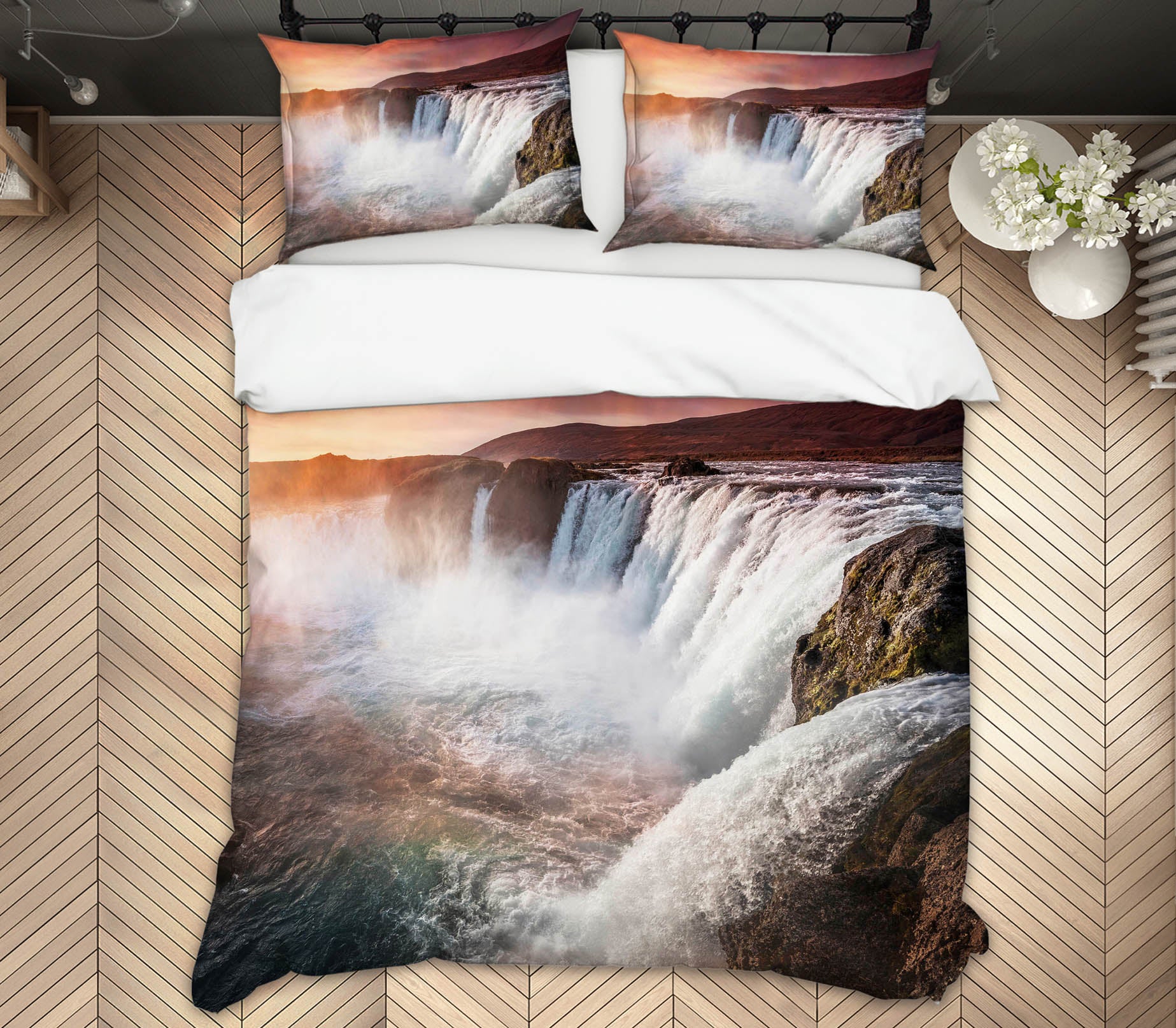 3D White Waterfall 066 Marco Carmassi Bedding Bed Pillowcases Quilt