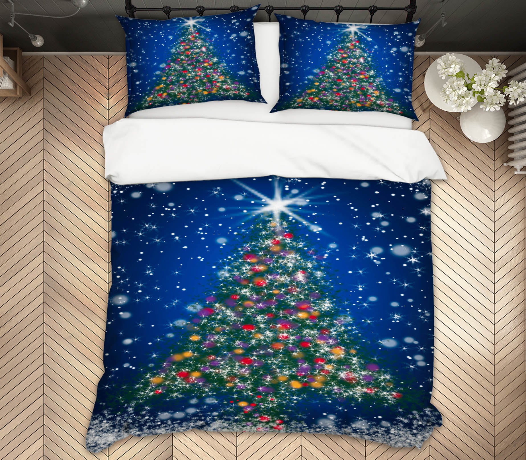 3D Tree Snowing 51075 Christmas Quilt Duvet Cover Xmas Bed Pillowcases