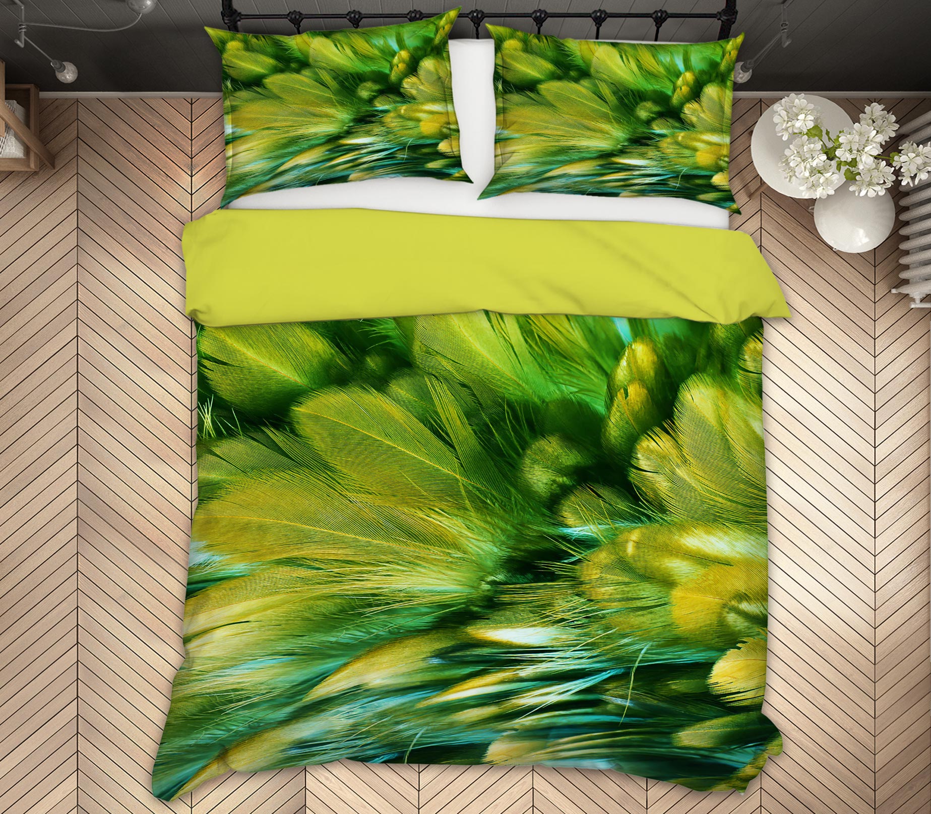 3D Feather 59220 Bed Pillowcases Quilt