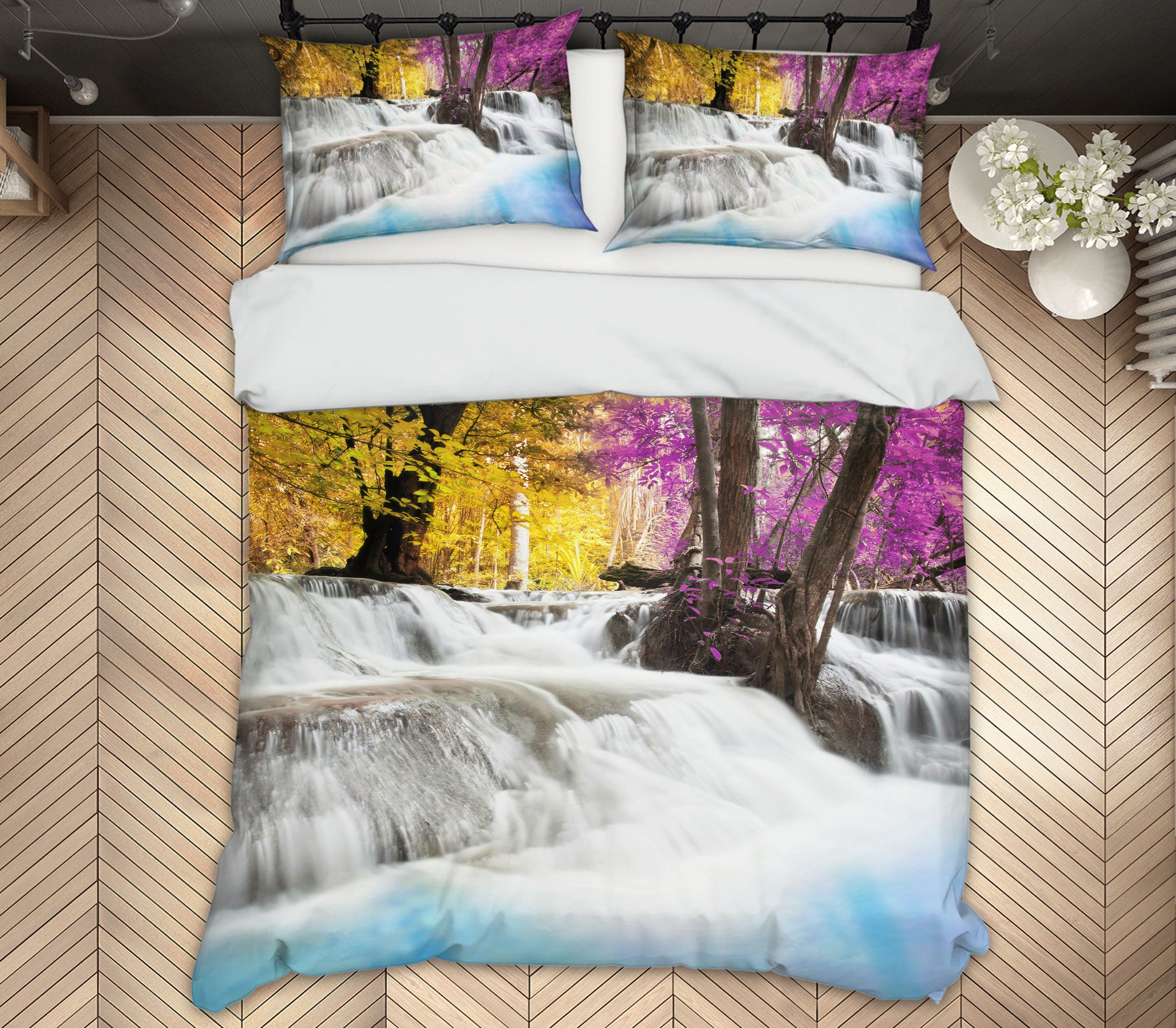 3D Tree Waterfall 12201 Bed Pillowcases Quilt