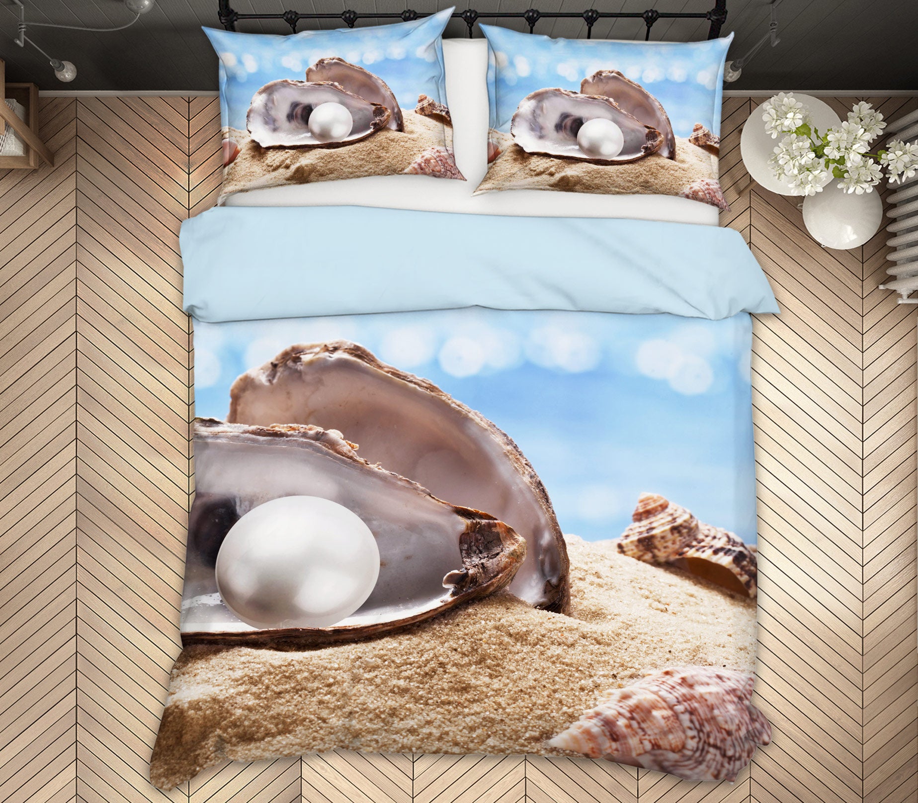 3D Pearl Shell 12189 Bed Pillowcases Quilt