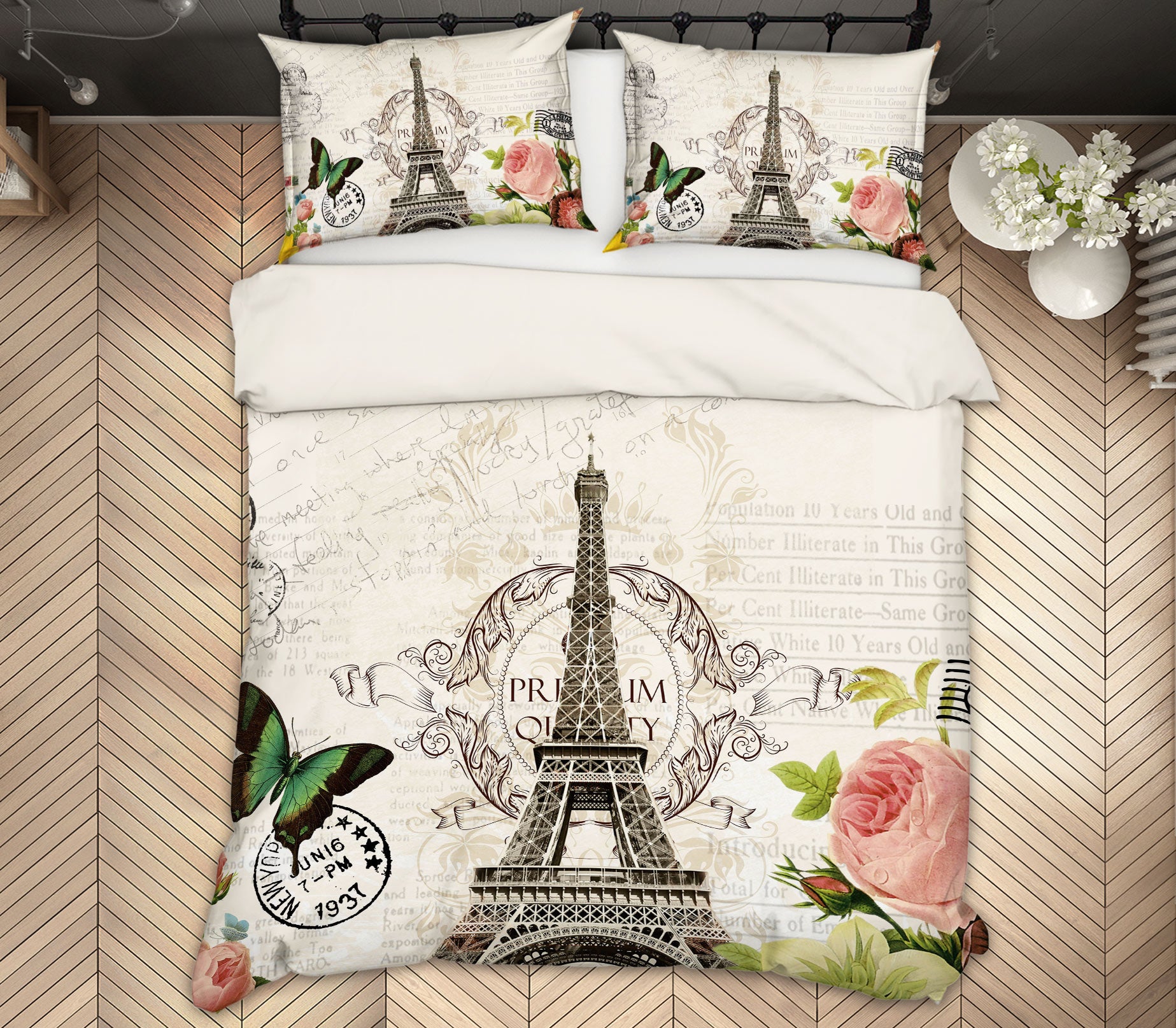 3D Eiffel Tower 12111 Bed Pillowcases Quilt