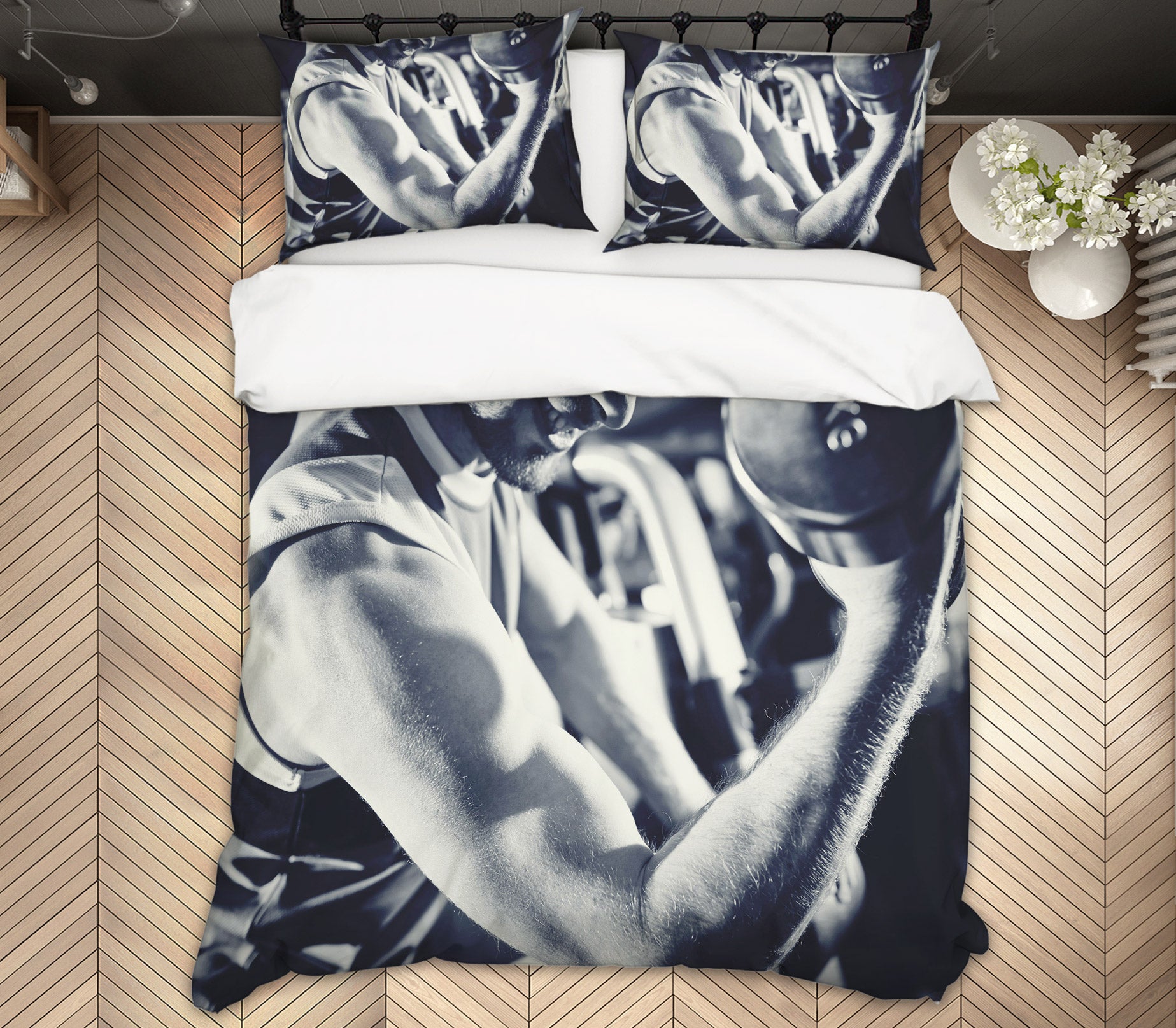 3D Lift Dumbbells 14123 Bed Pillowcases Quilt