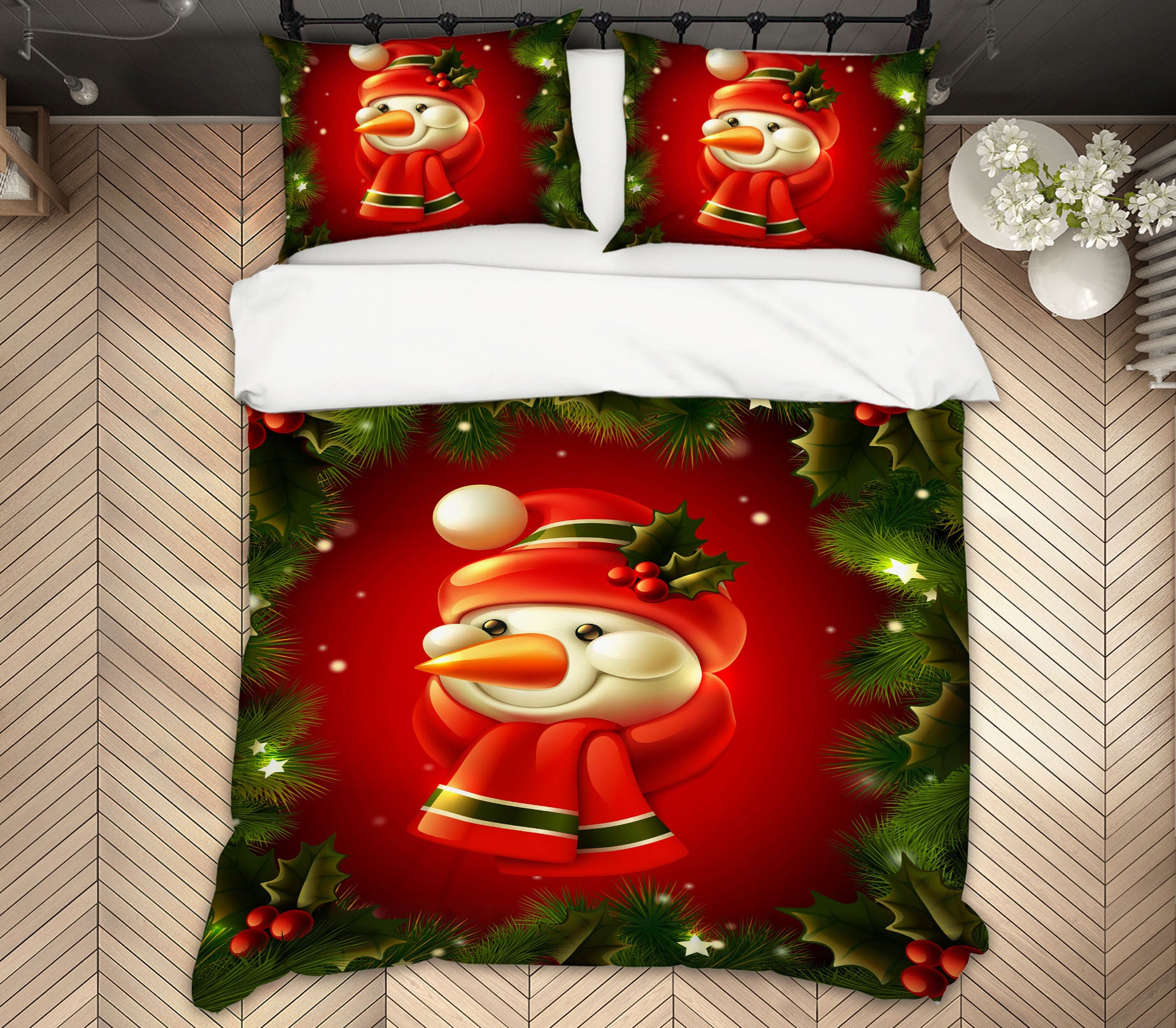 3D Snowman 51069 Christmas Quilt Duvet Cover Xmas Bed Pillowcases