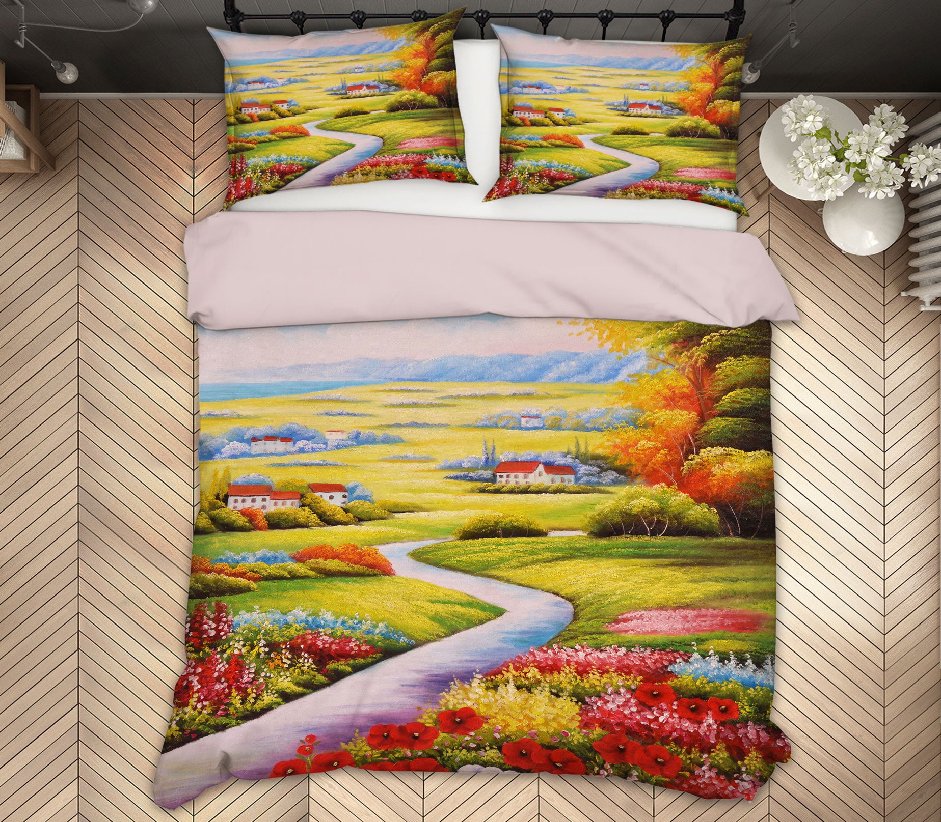 3D Country Road 13064 Bed Pillowcases Quilt