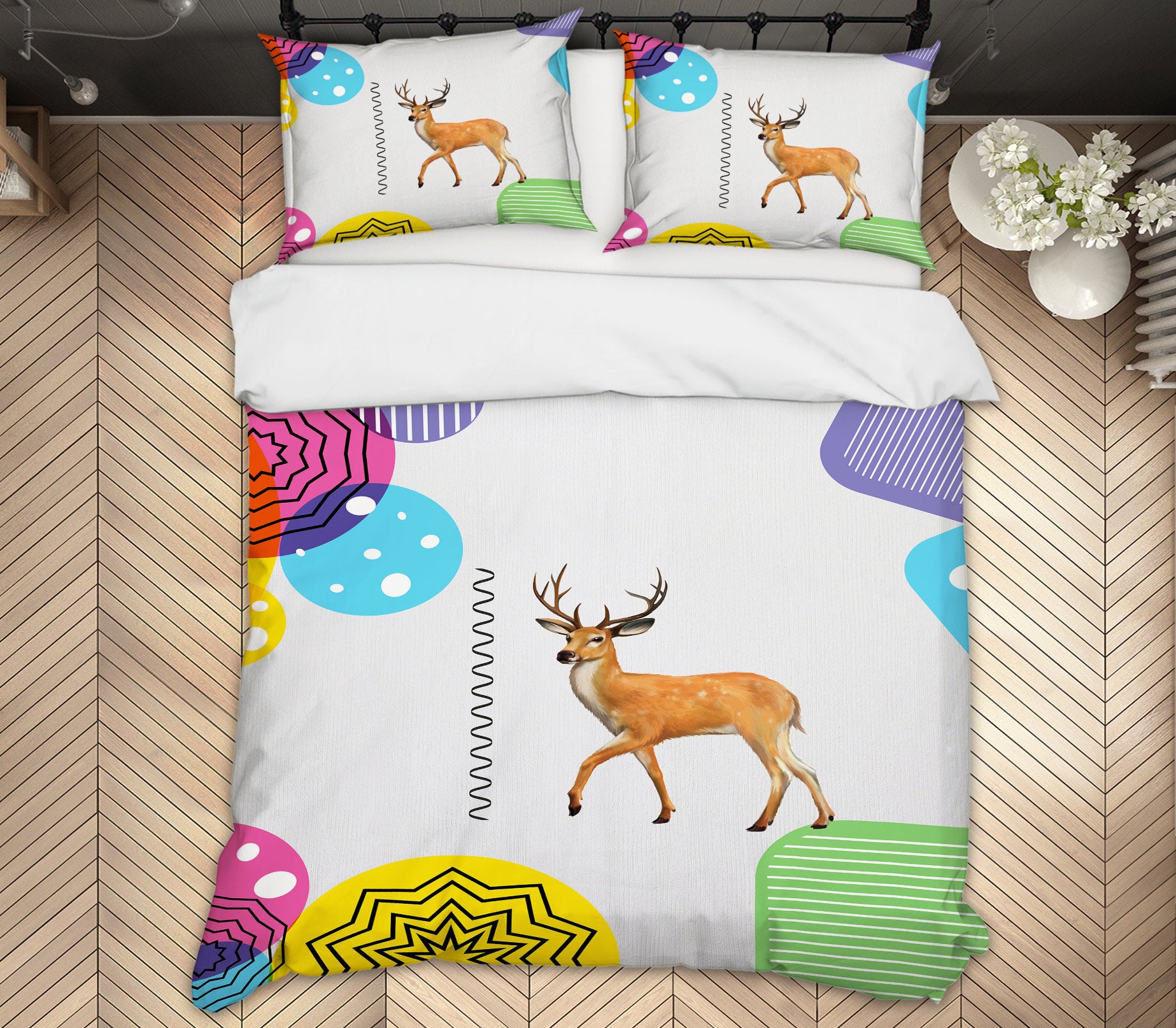 3D Color Deer 12105 Bed Pillowcases Quilt