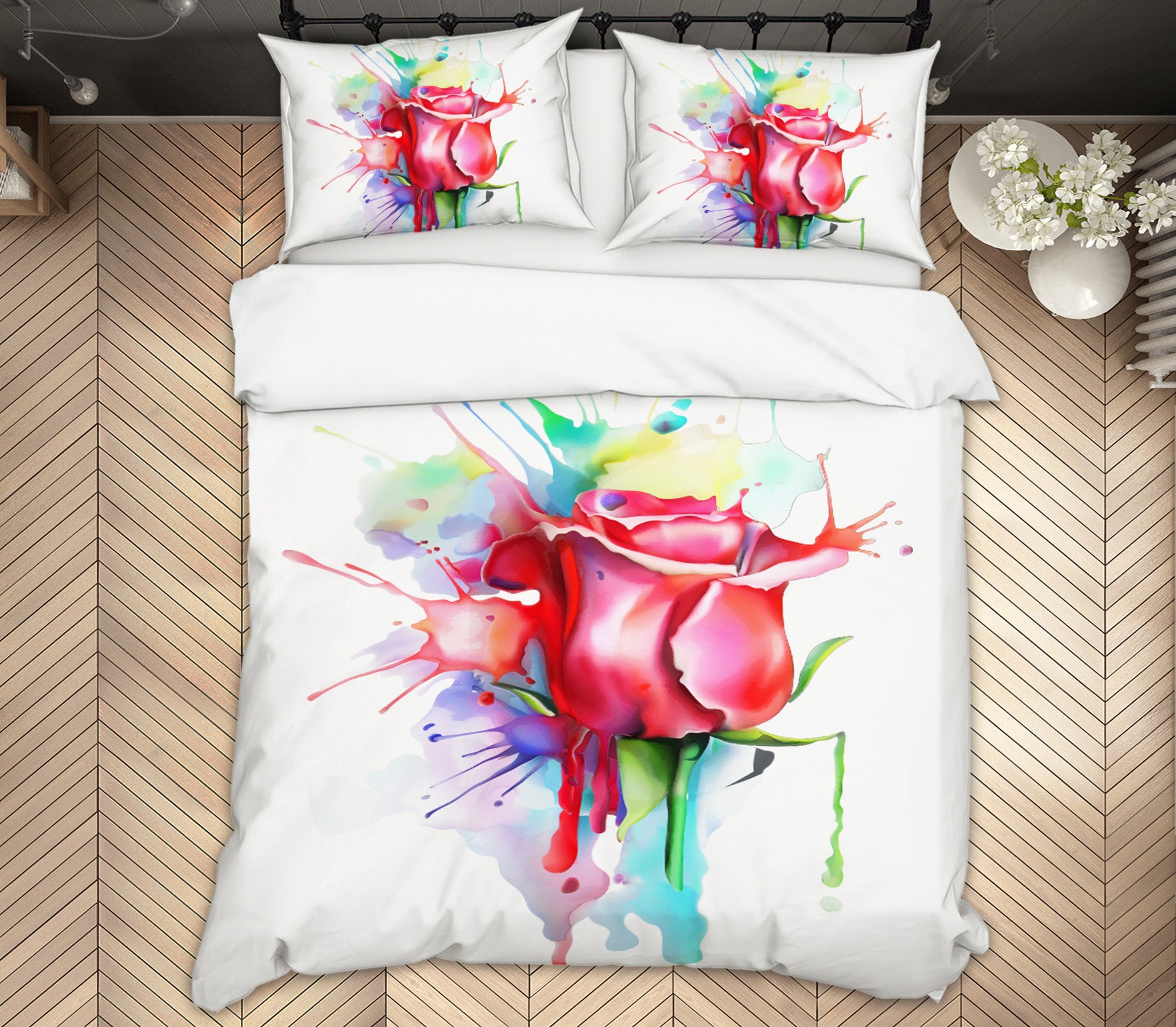 3D Red Rose 58233 Bed Pillowcases Quilt