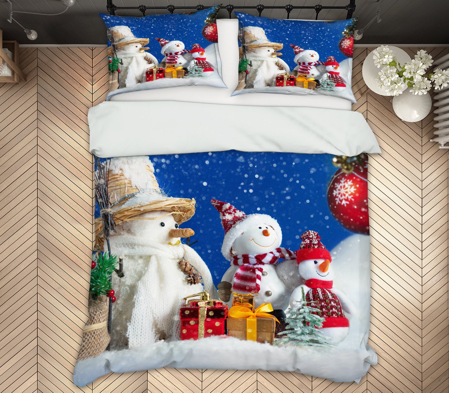 3D Snowman 51046 Christmas Quilt Duvet Cover Xmas Bed Pillowcases