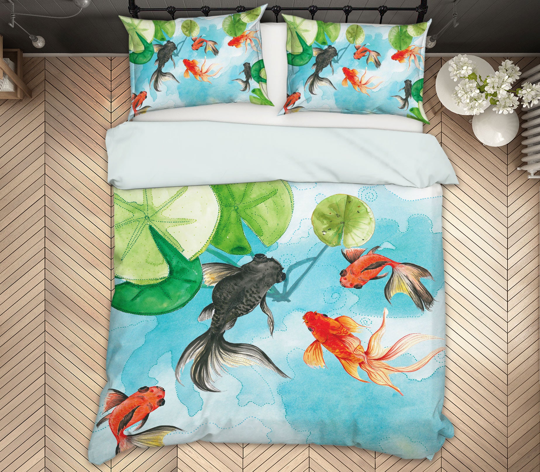 3D Whale Lotus Leaf 13103 Bed Pillowcases Quilt