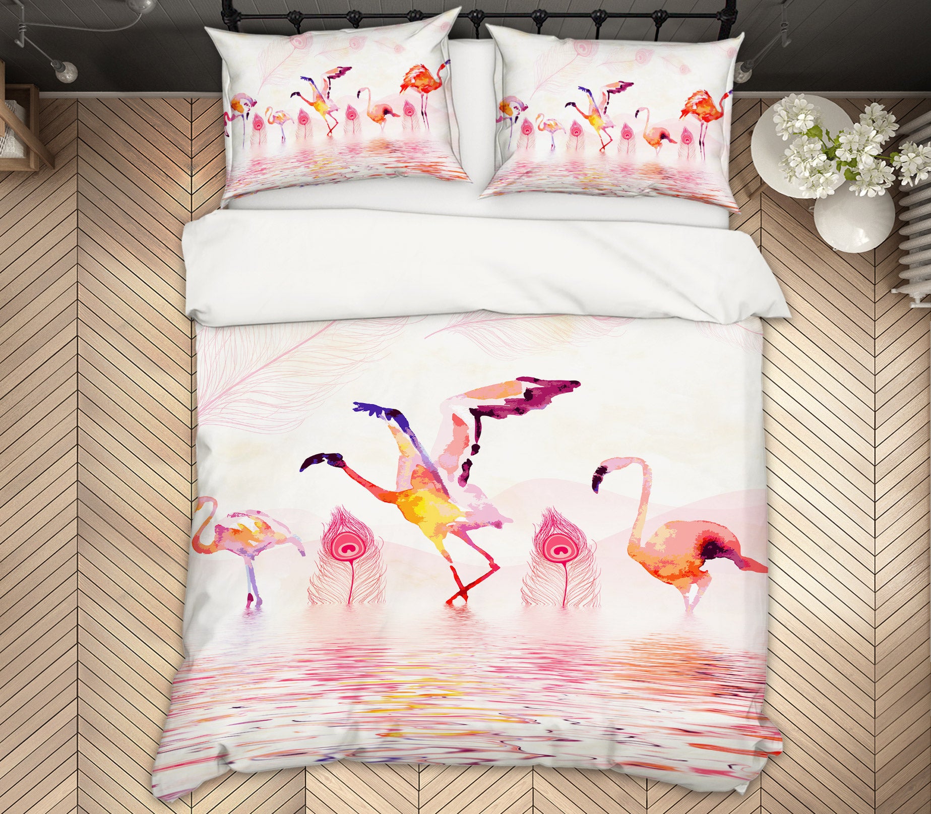 3D Flamingo 12106 Bed Pillowcases Quilt
