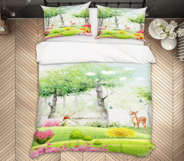 3D Forest Deer 13112 Bed Pillowcases Quilt
