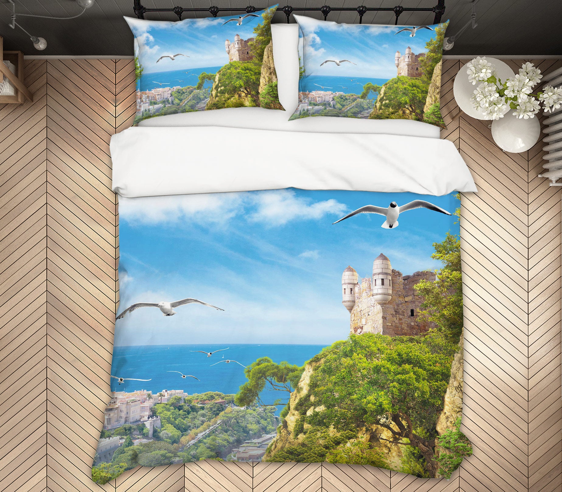 3D Sea Cliff 13115 Bed Pillowcases Quilt