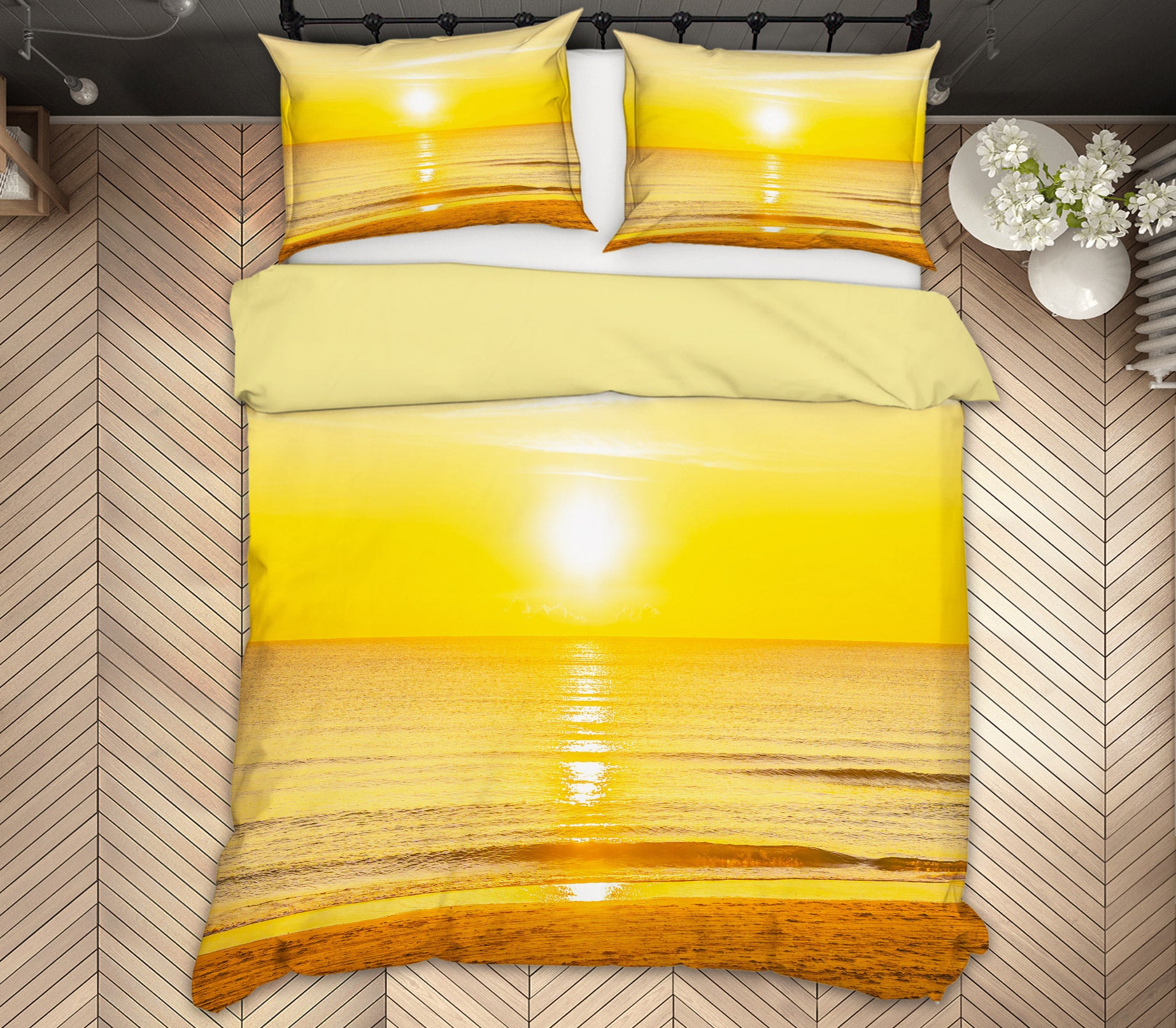 3D Golden Yellow Water Surface 59179 Bed Pillowcases Quilt