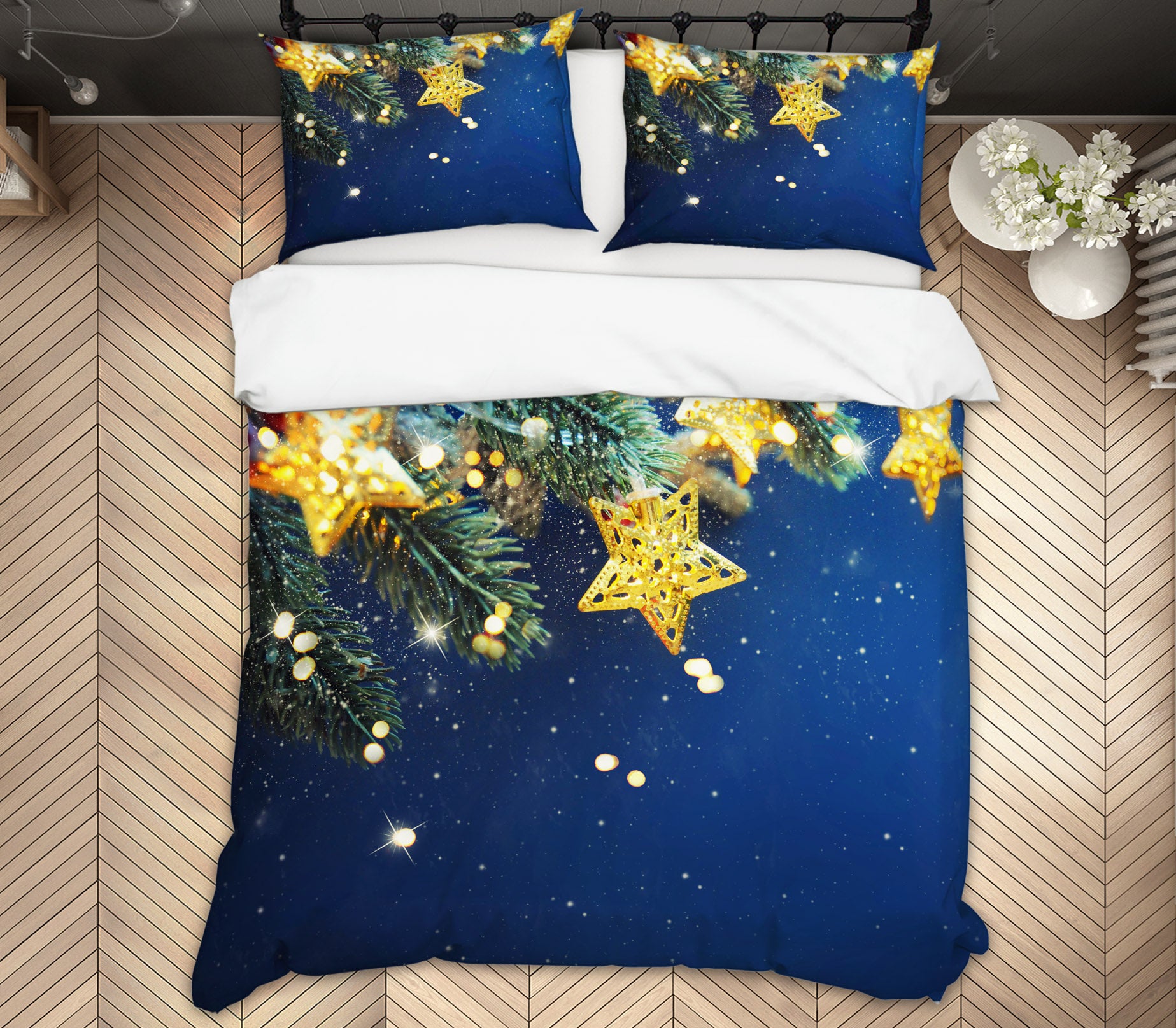 3D Branches Five-Pointed Star 51107 Christmas Quilt Duvet Cover Xmas Bed Pillowcases