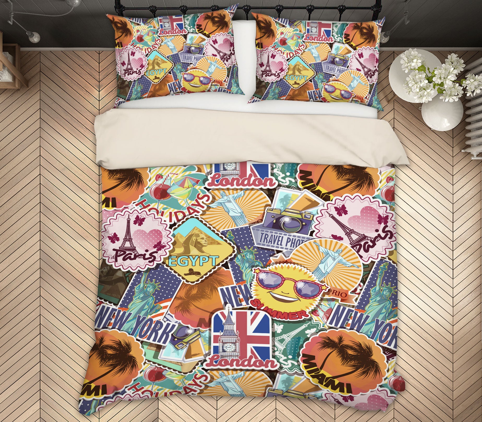 3D Coconut Tree Expression Architectural Pattern 61094 Bed Pillowcases Quilt