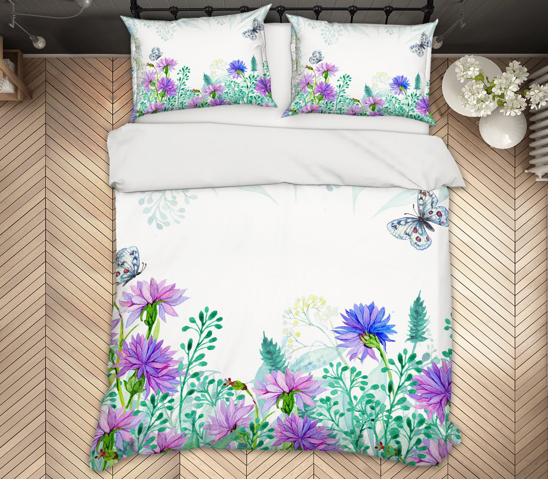 3D Flower Butterfly 12069 Bed Pillowcases Quilt