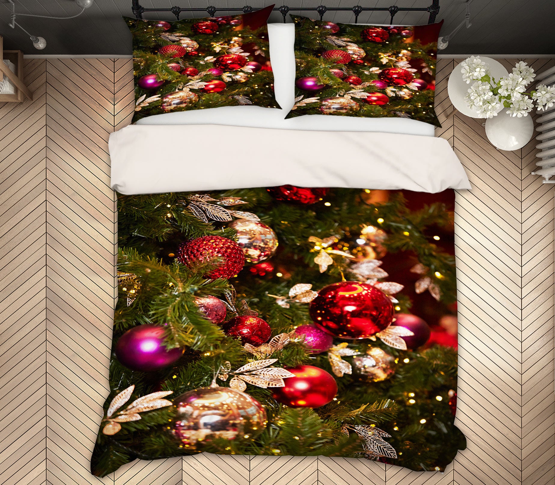 3D Color Ball Pendant 51015 Christmas Quilt Duvet Cover Xmas Bed Pillowcases