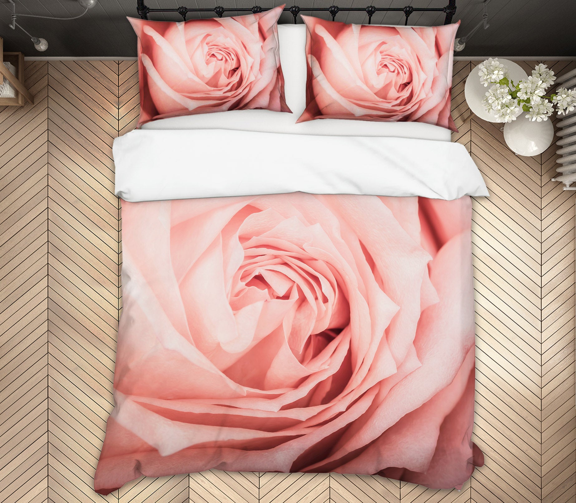 3D Pink Rose 60098 Bed Pillowcases Quilt
