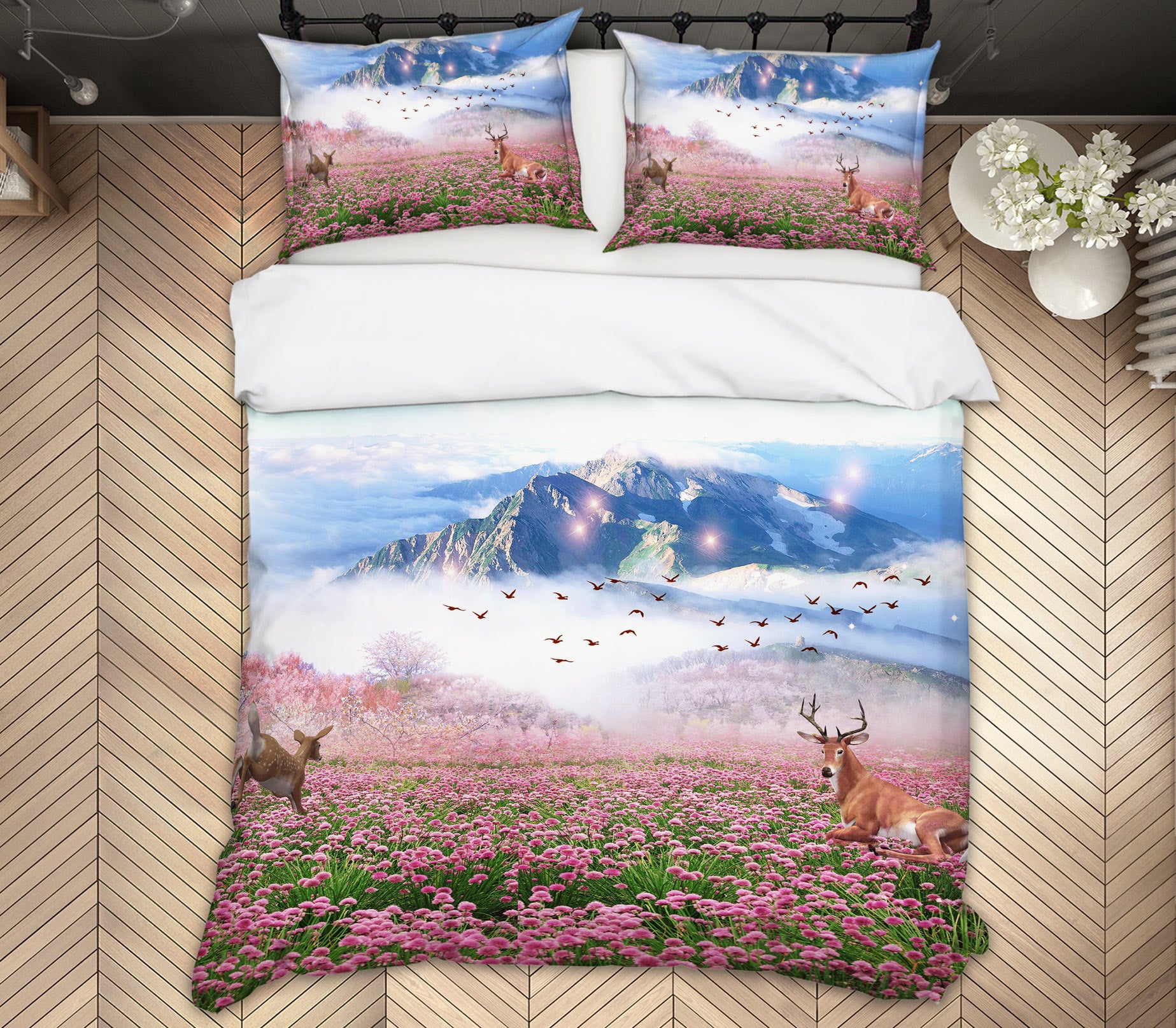 3D Mountain Flower Sea 13038 Bed Pillowcases Quilt