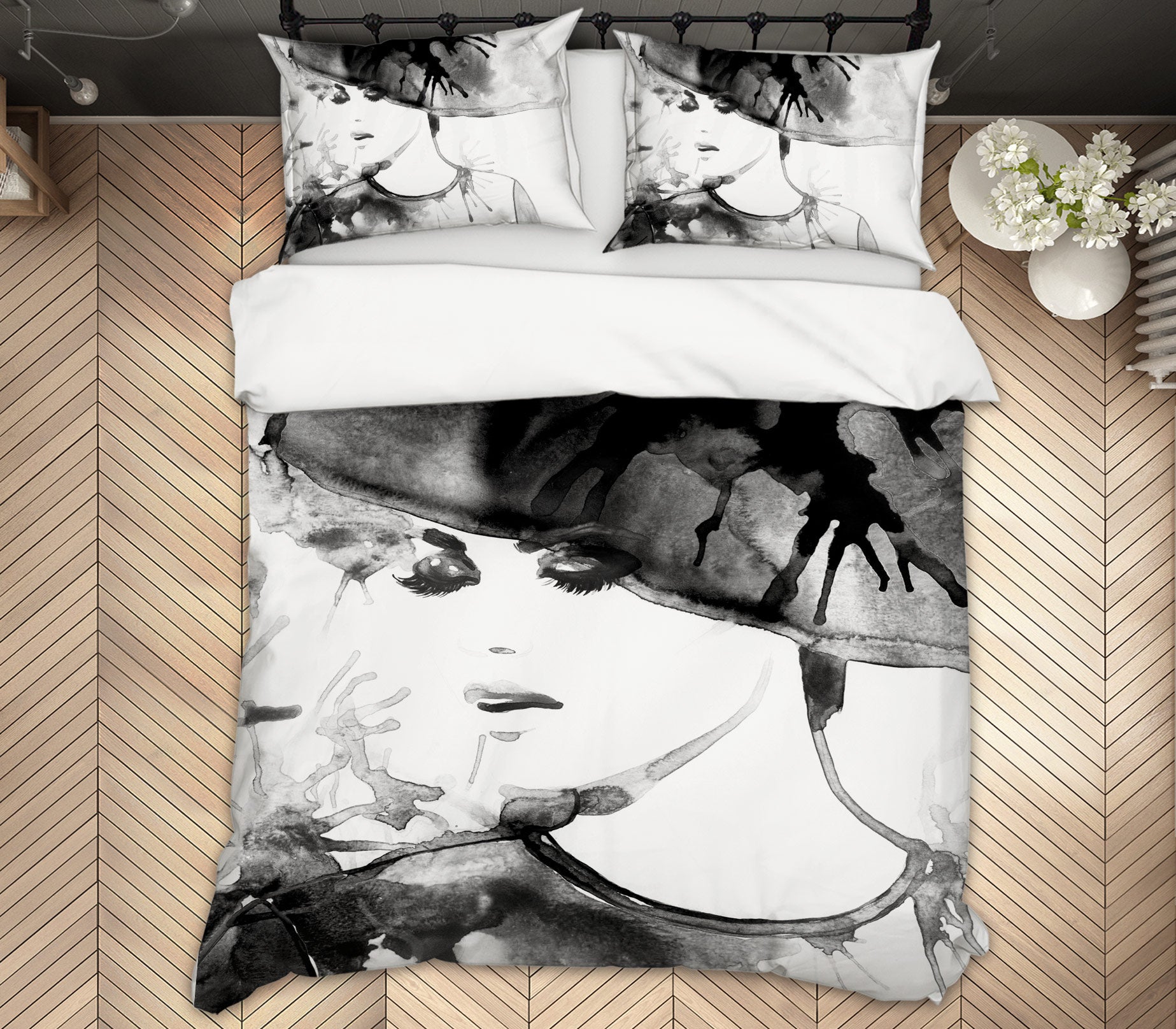3D Black Hat Woman 019 Bed Pillowcases Quilt