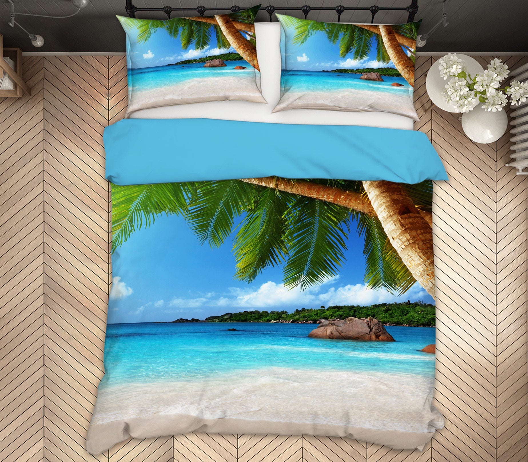 3D Beach Coconut Tree 12191 Bed Pillowcases Quilt
