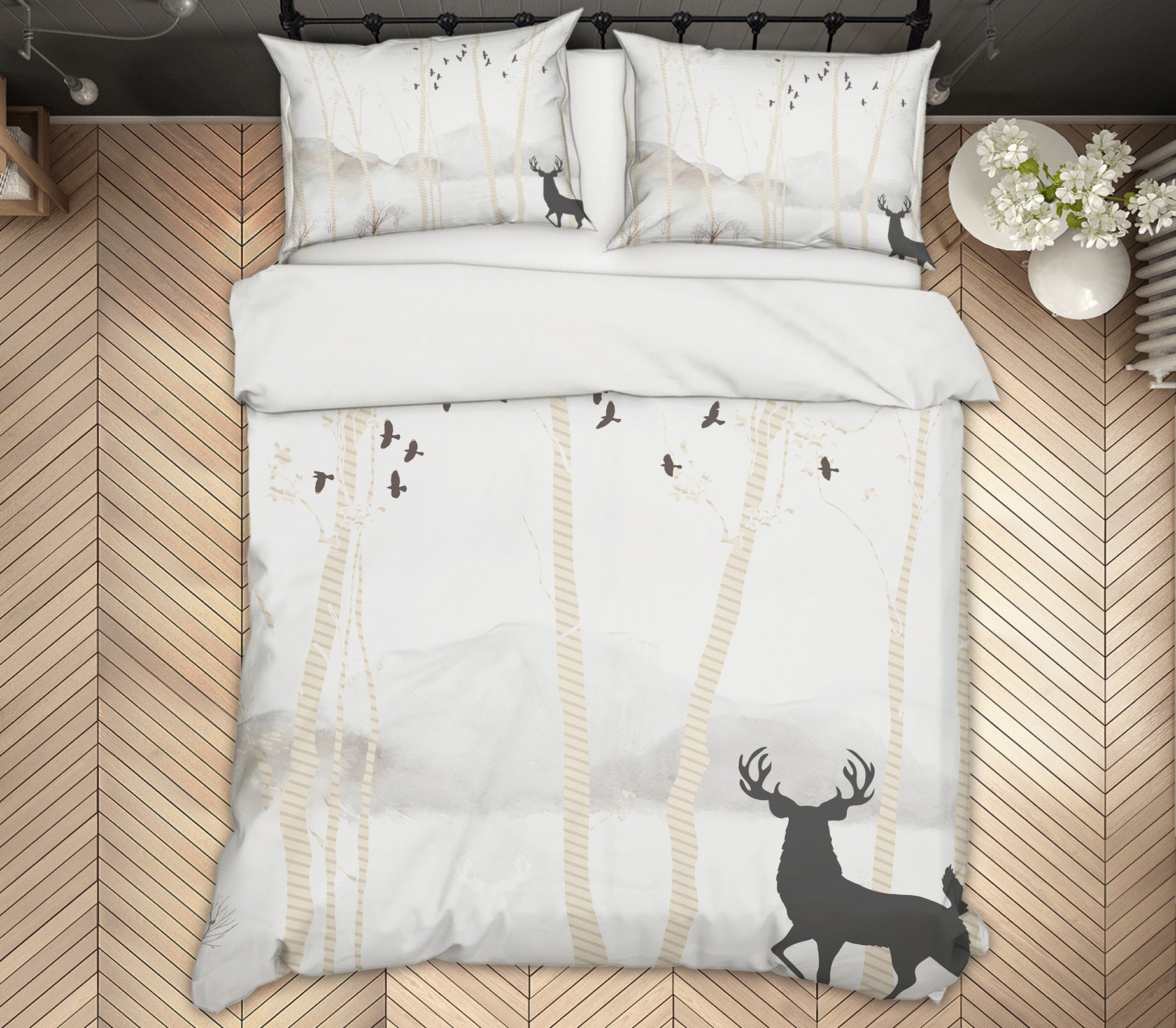 3D Deer Tree 12075 Bed Pillowcases Quilt