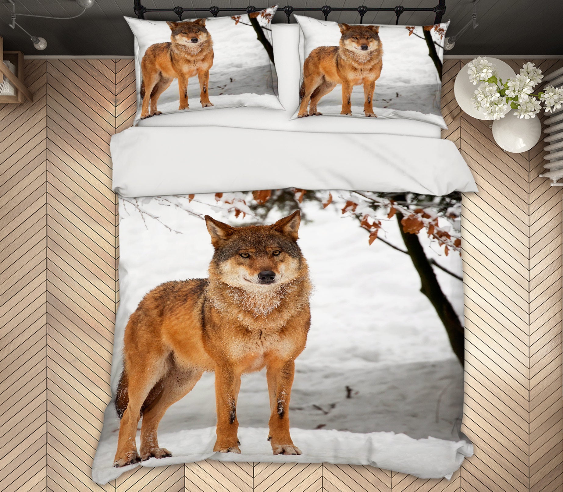 3D Snowfield Wolf 60007 Bed Pillowcases Quilt