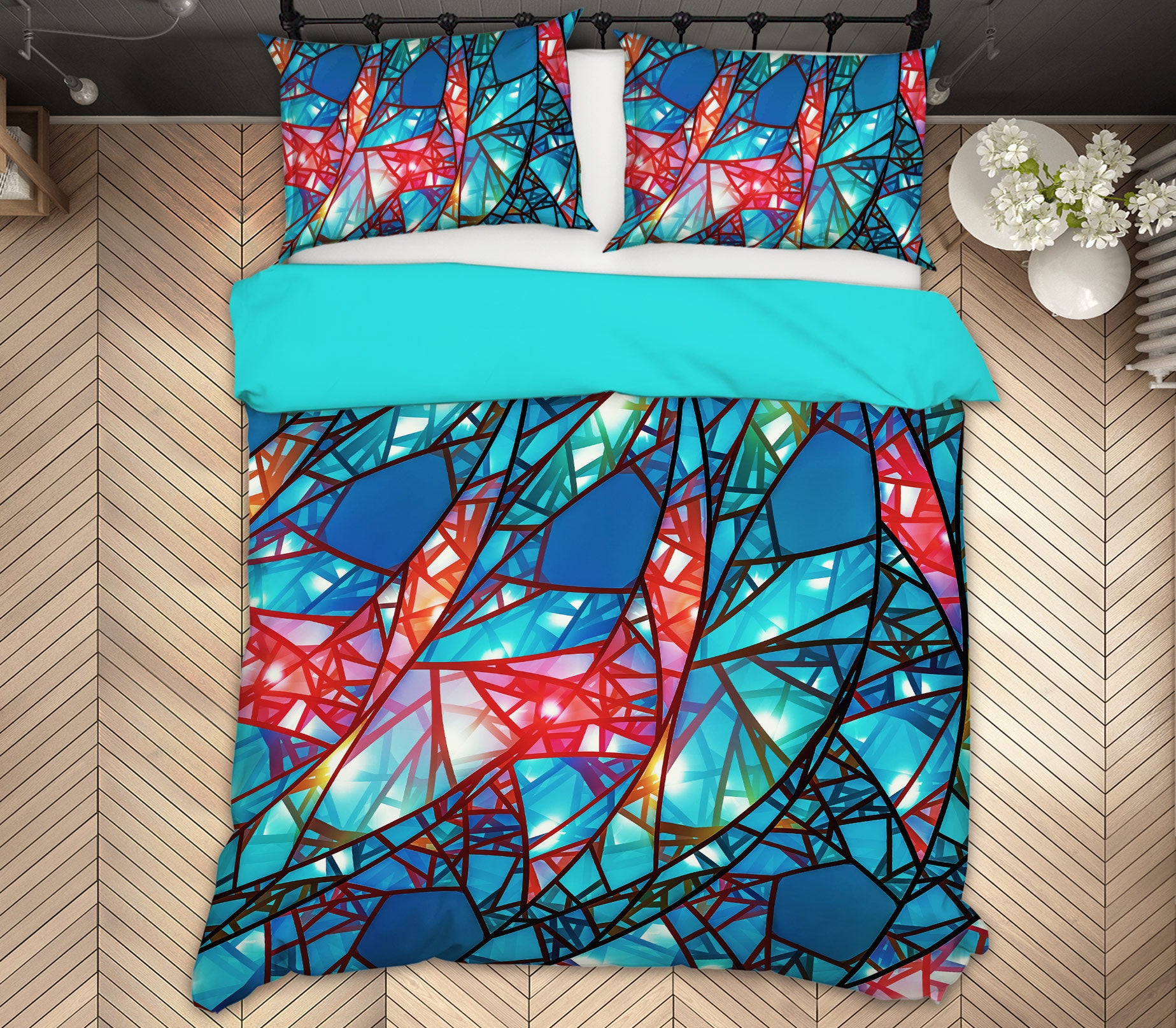 3D Blue Block 14010 Bed Pillowcases Quilt