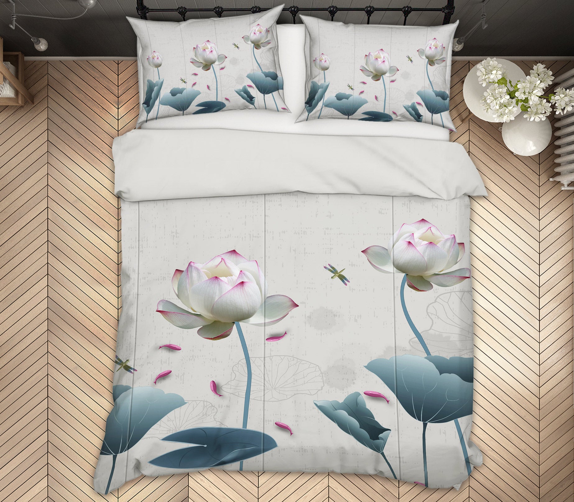 3D Lotus 13041 Bed Pillowcases Quilt