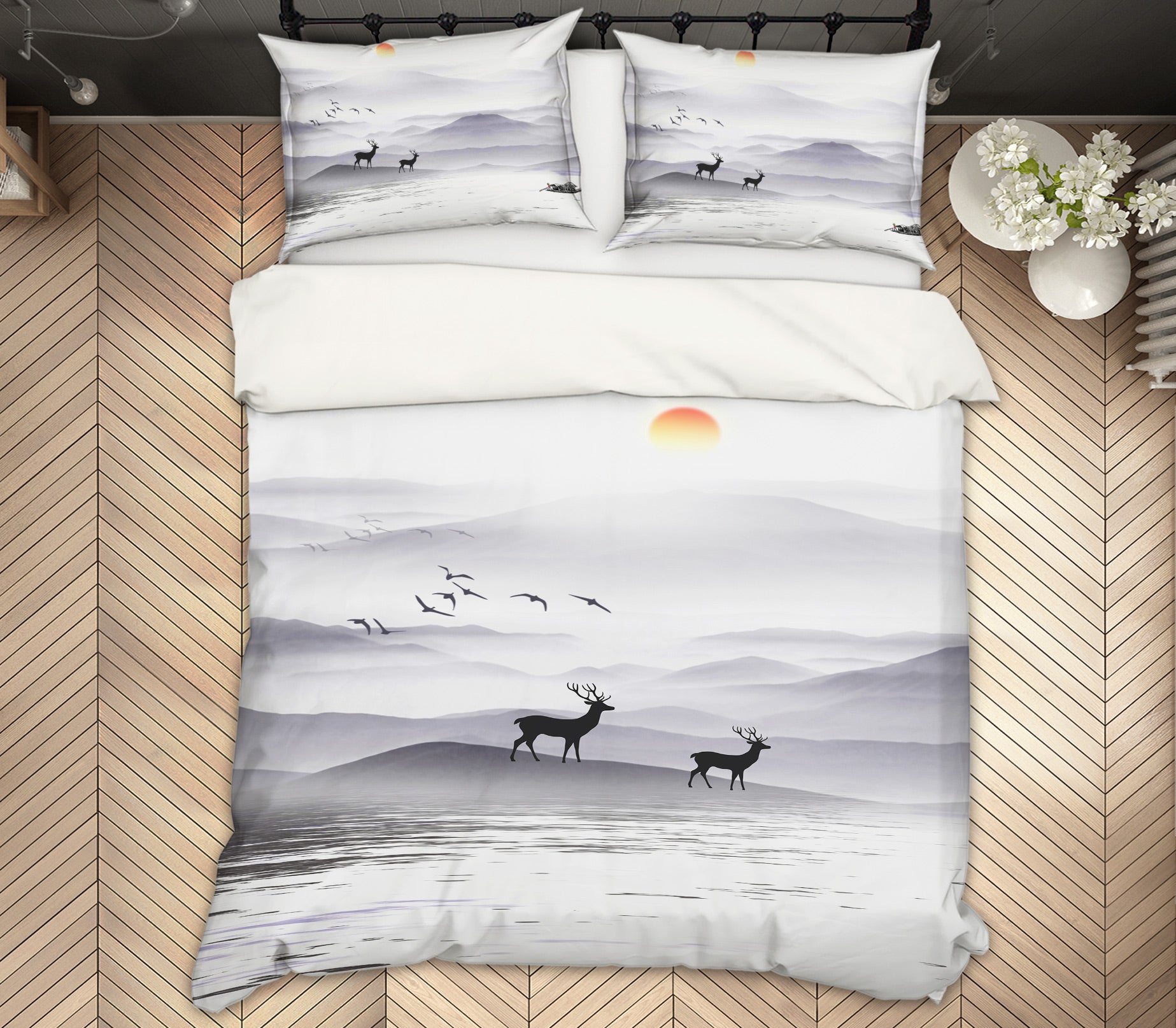 3D Deer Riverside 12115 Bed Pillowcases Quilt