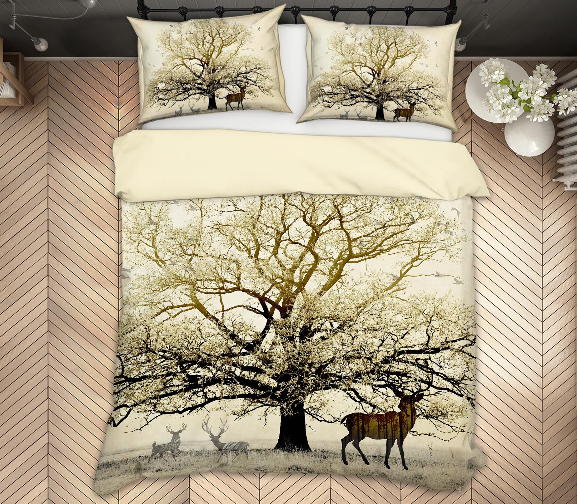 3D Branches Deer 12035 Bed Pillowcases Quilt