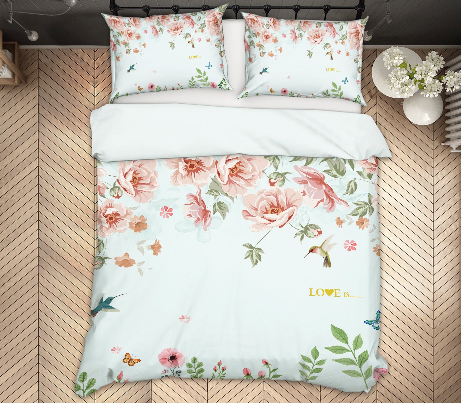 3D Flowers Bird 13021 Bed Pillowcases Quilt