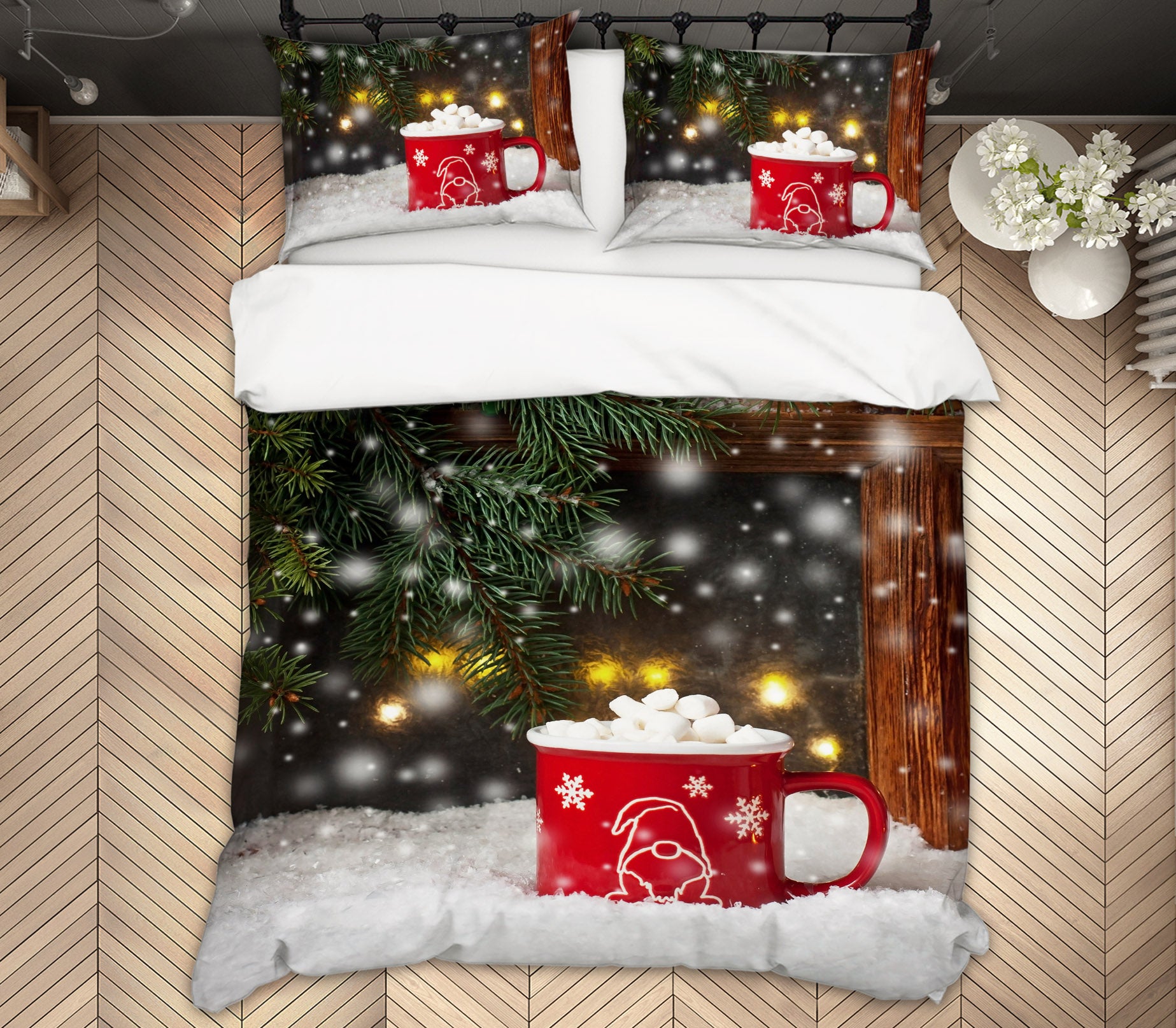 3D Snow Cup 51157 Christmas Quilt Duvet Cover Xmas Bed Pillowcases