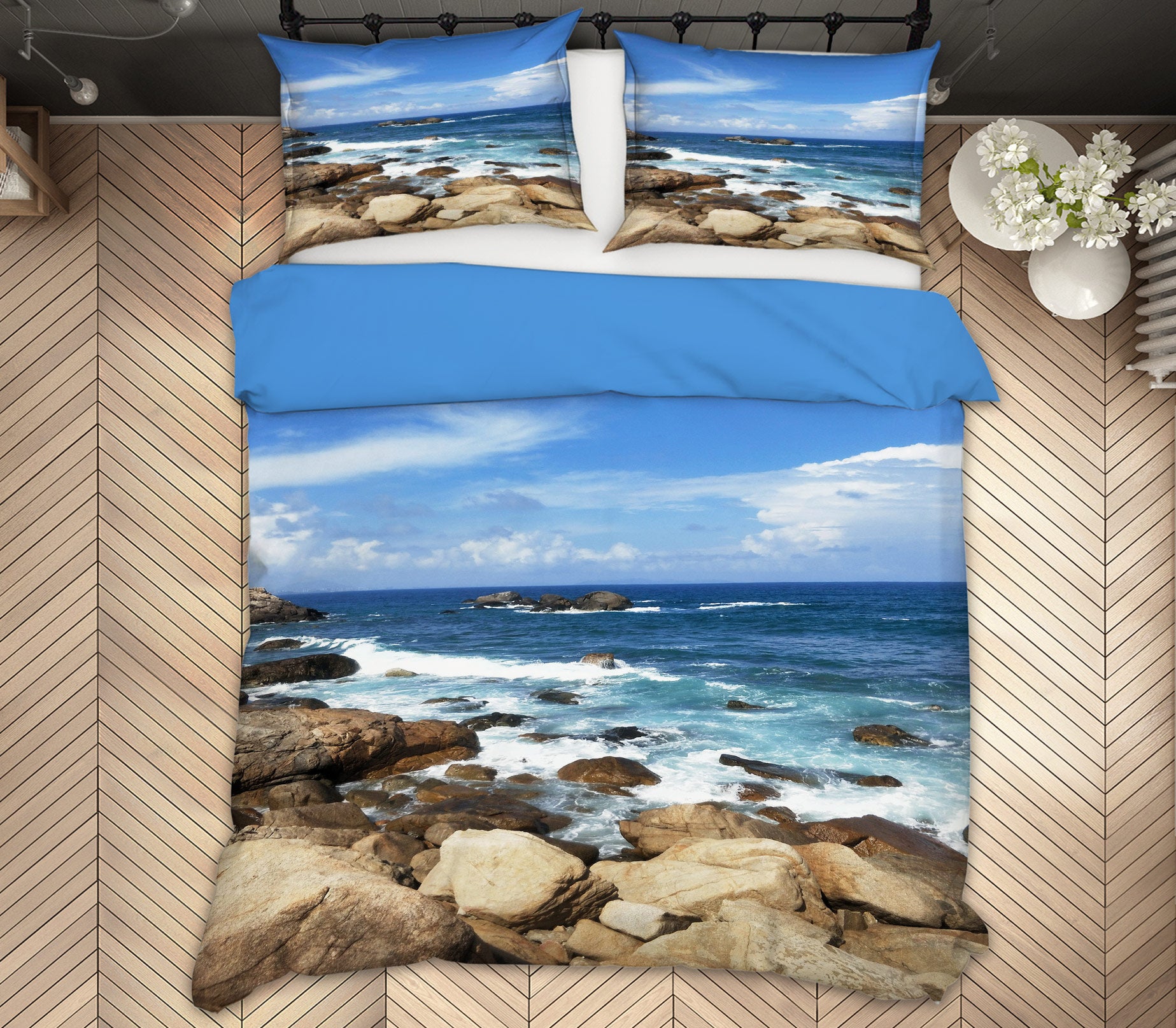 3D Sea Tide Stone 16139 Bed Pillowcases Quilt