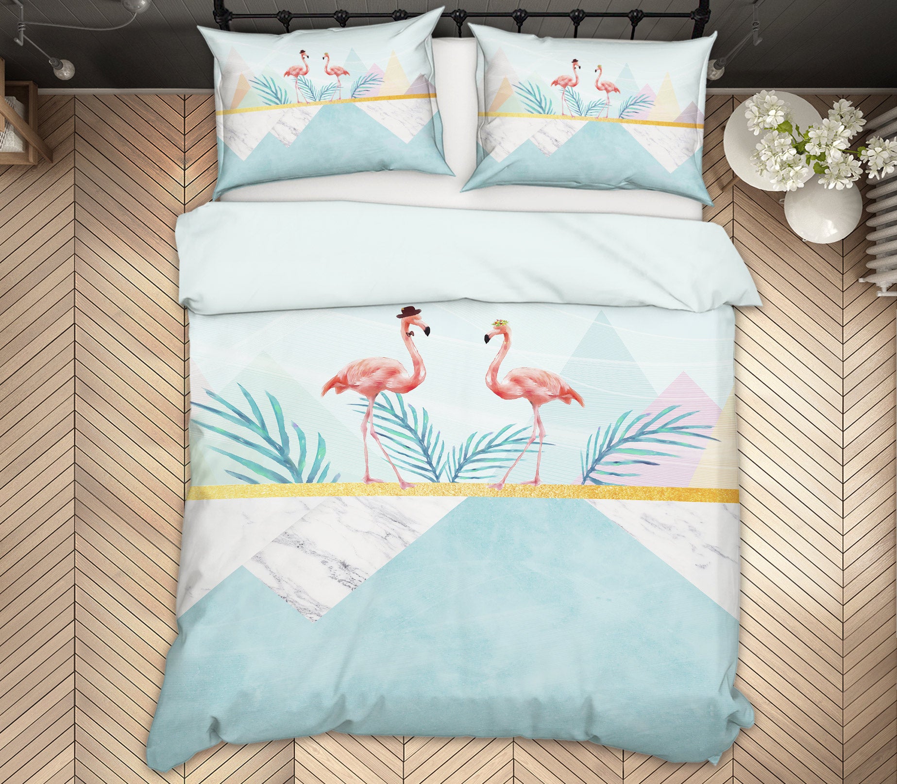 3D Flamingo 13087 Bed Pillowcases Quilt