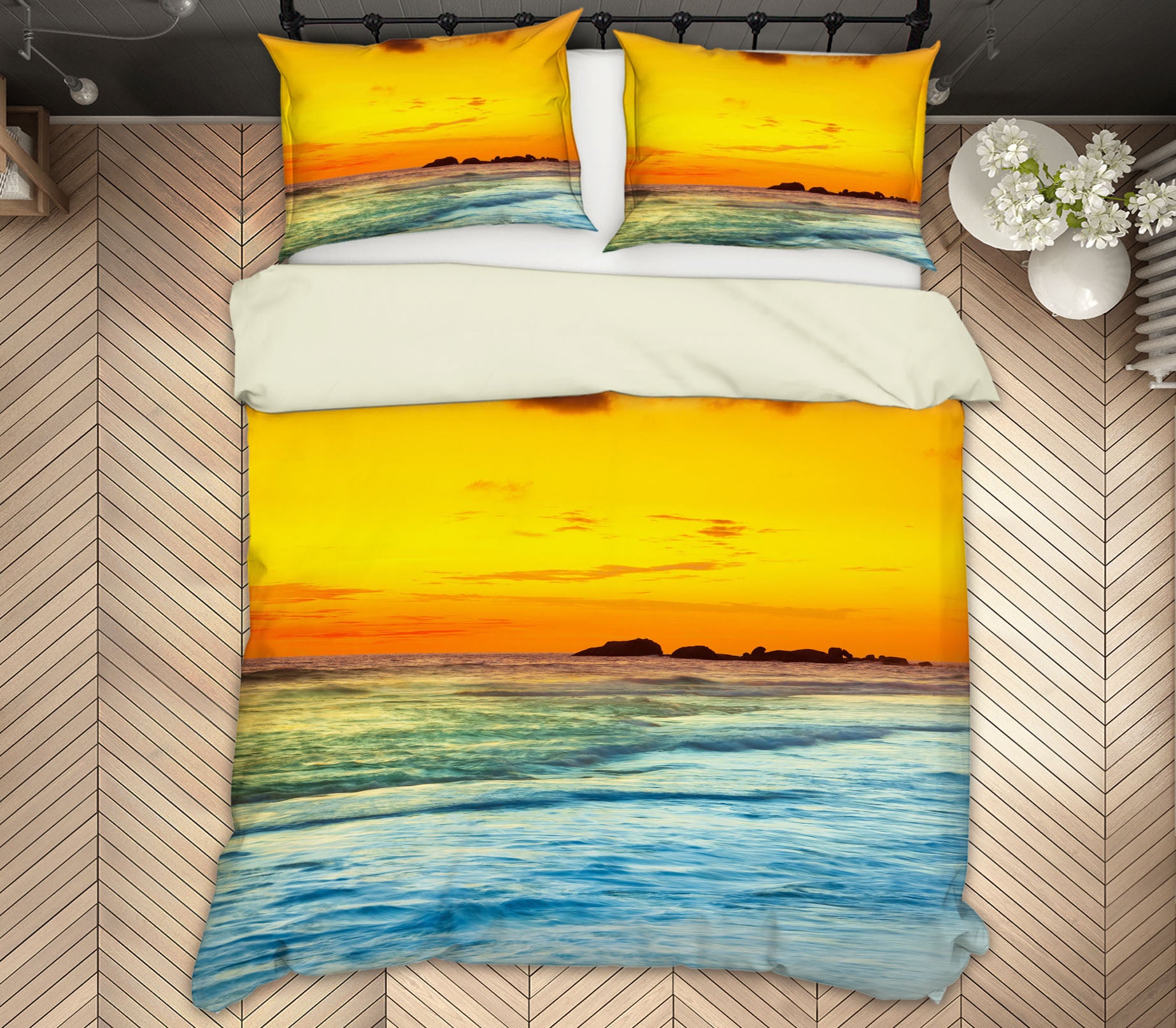 3D Sea Sunset 16057 Bed Pillowcases Quilt