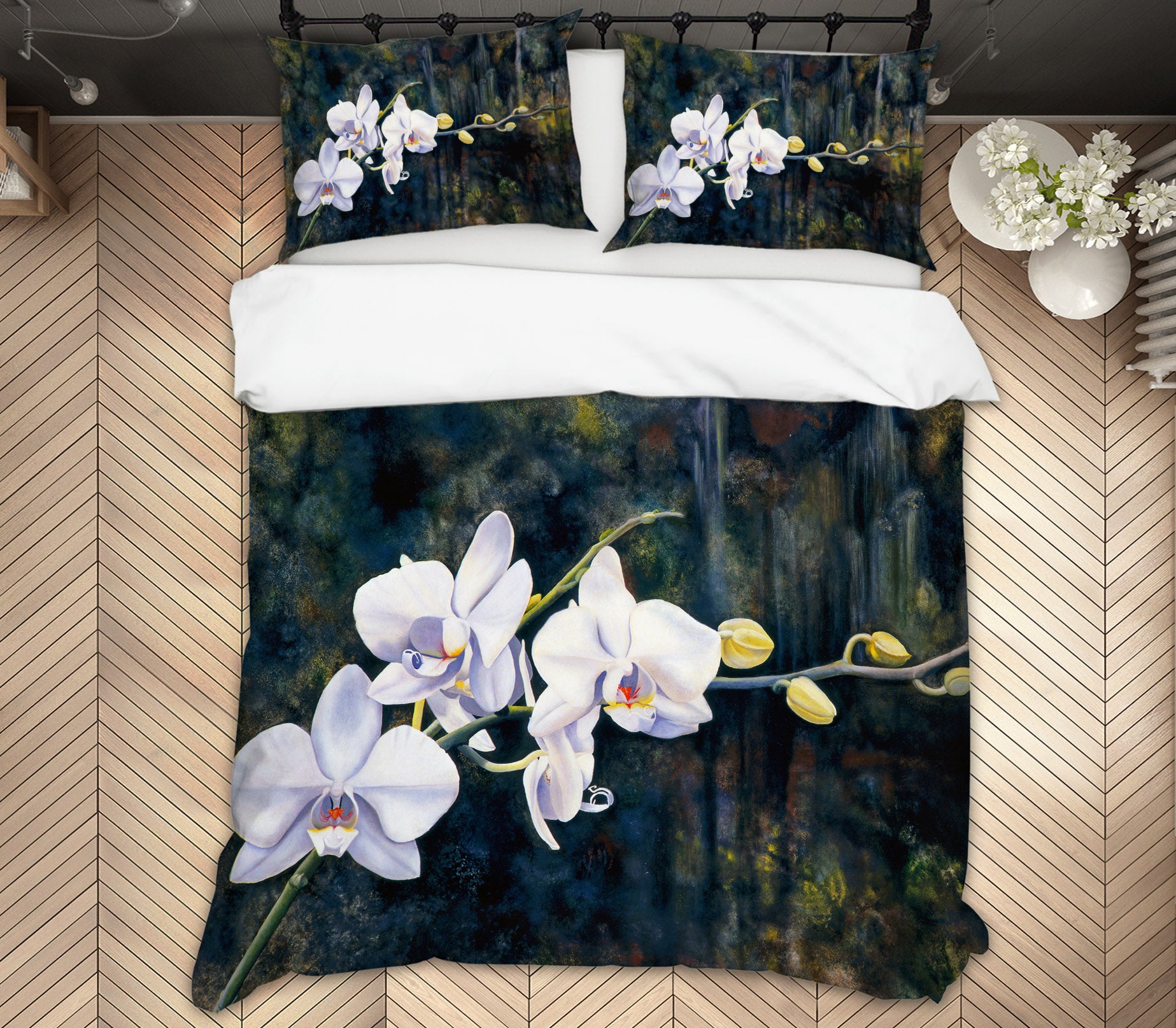 3D White Flowers 11055 Matthew Holden Bates Bedding Bed Pillowcases Quilt