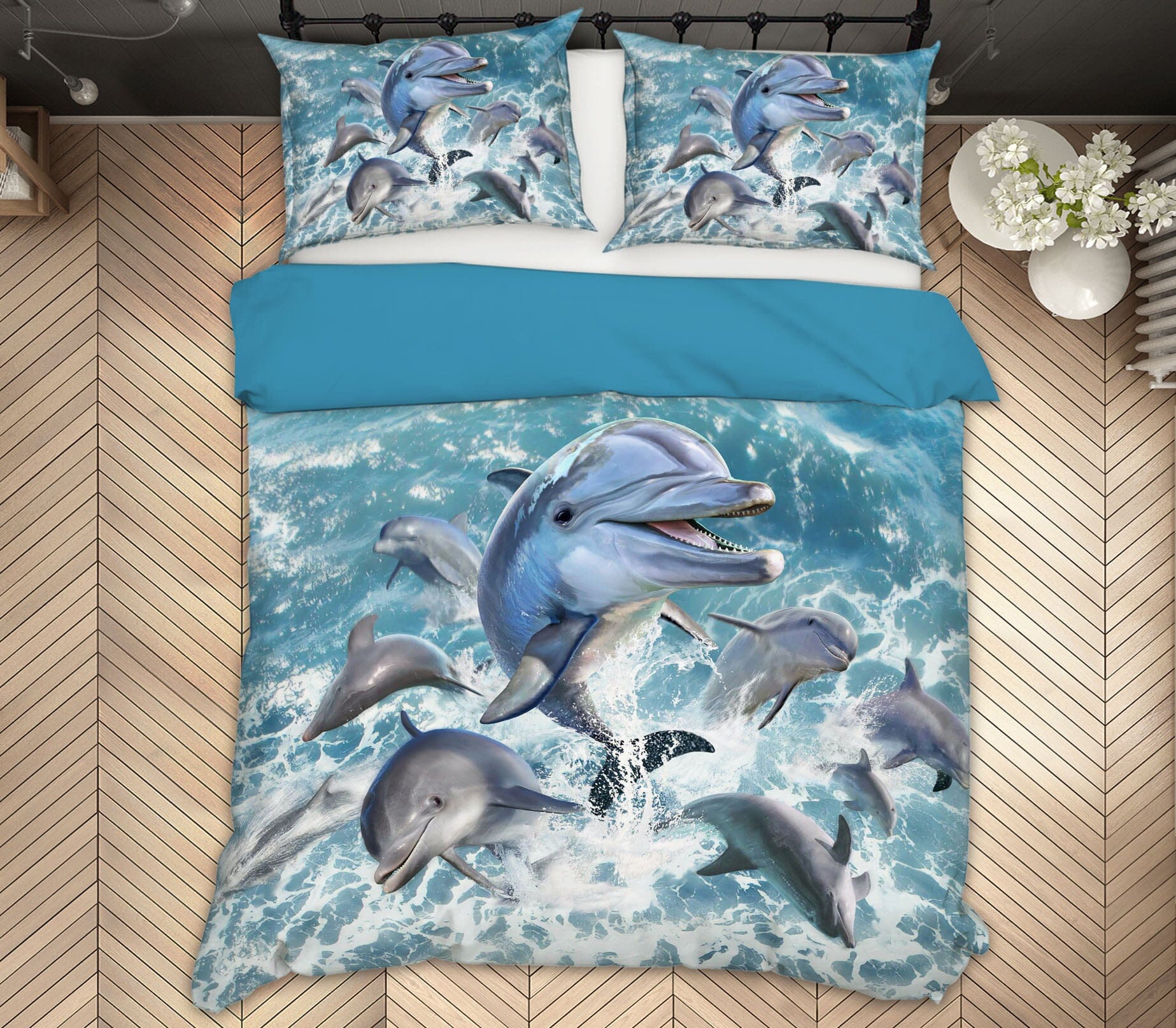 3D Dolphin Jump 2104 Jerry LoFaro bedding Bed Pillowcases Quilt Quiet Covers AJ Creativity Home 