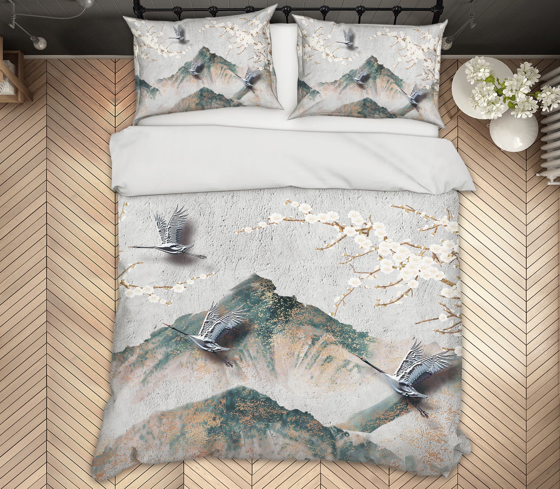 3D Mountain Bird 13043 Bed Pillowcases Quilt