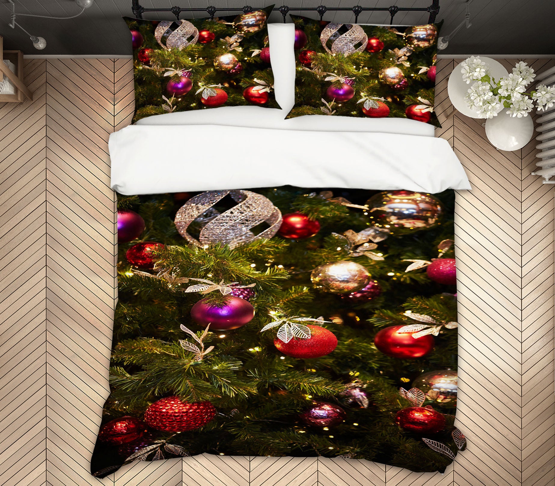 3D Red Ball Pendant 51126 Christmas Quilt Duvet Cover Xmas Bed Pillowcases