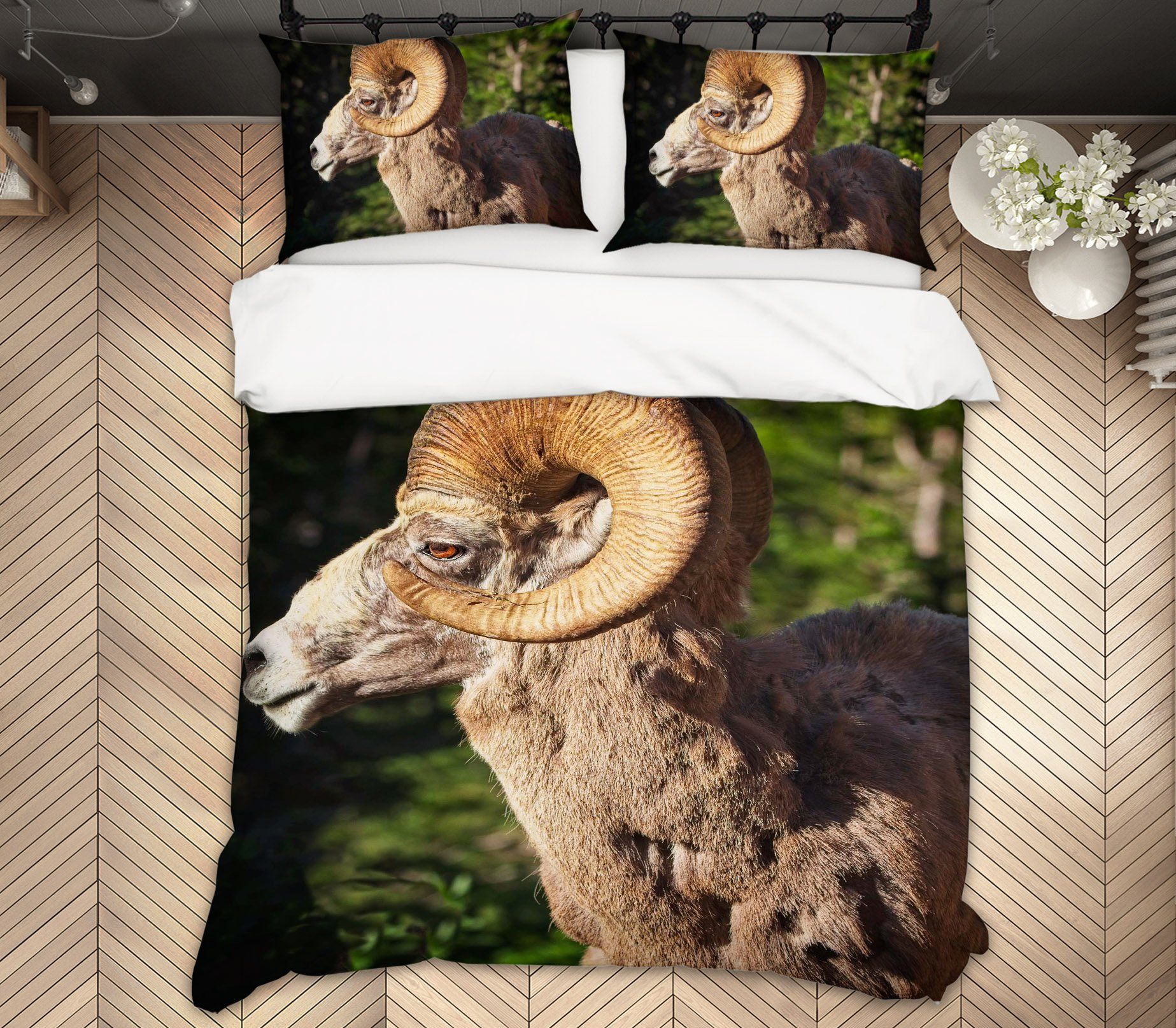 3D Bighorn Ram 2105 Kathy Barefield Bedding Bed Pillowcases Quilt Quiet Covers AJ Creativity Home 