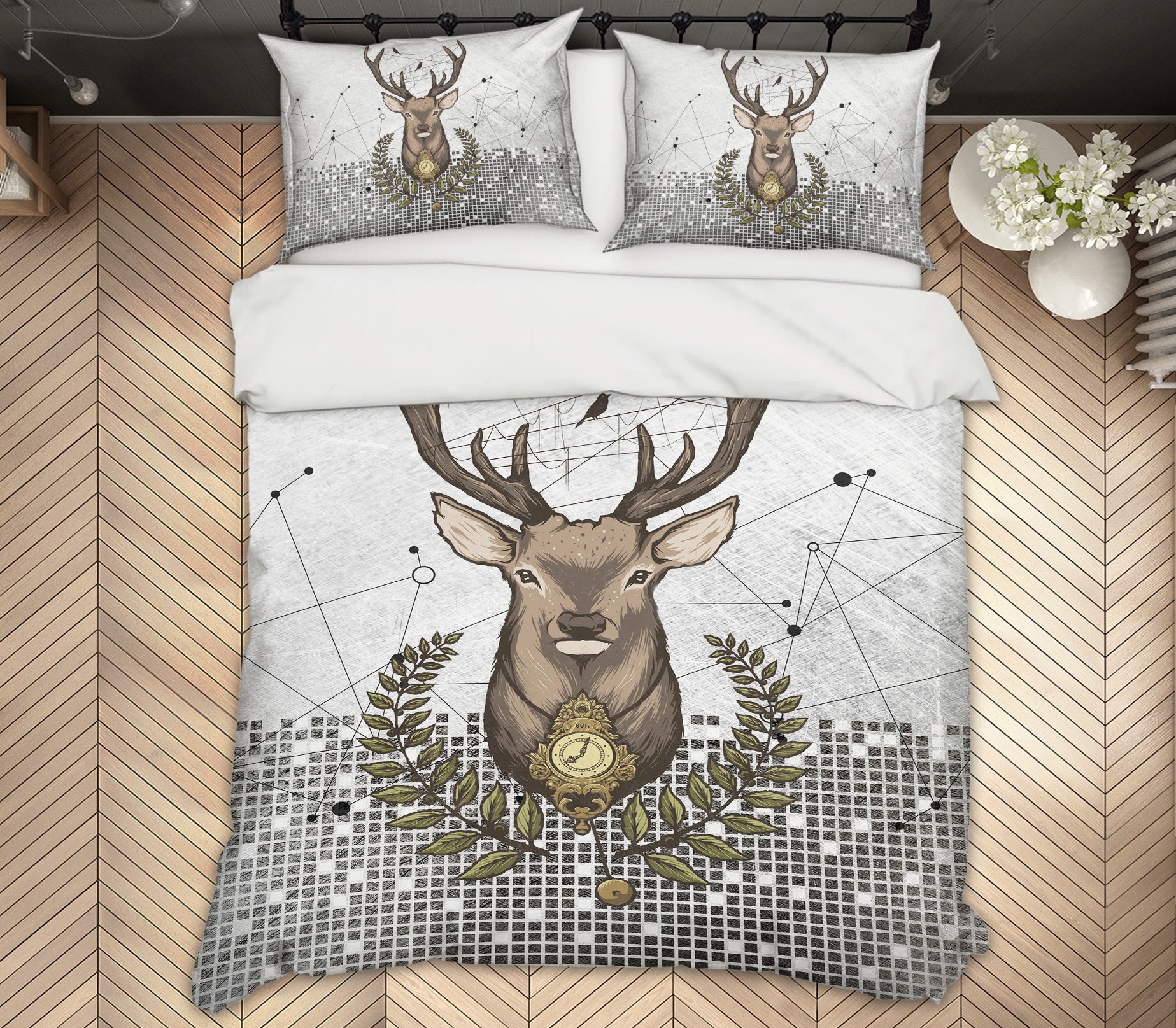 3D Deer Head 12085 Bed Pillowcases Quilt
