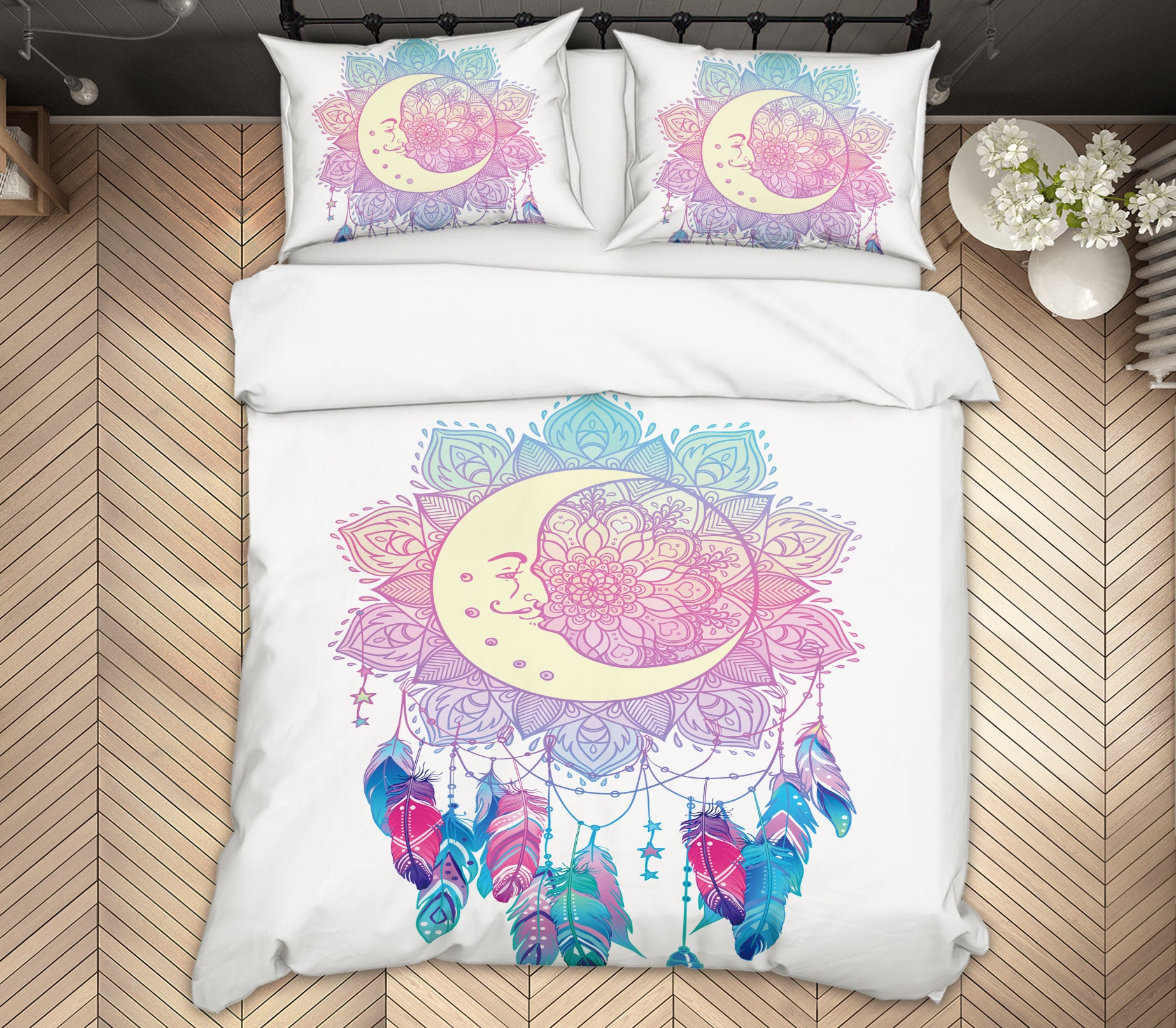3D Moon Pattern 15049 Bed Pillowcases Quilt