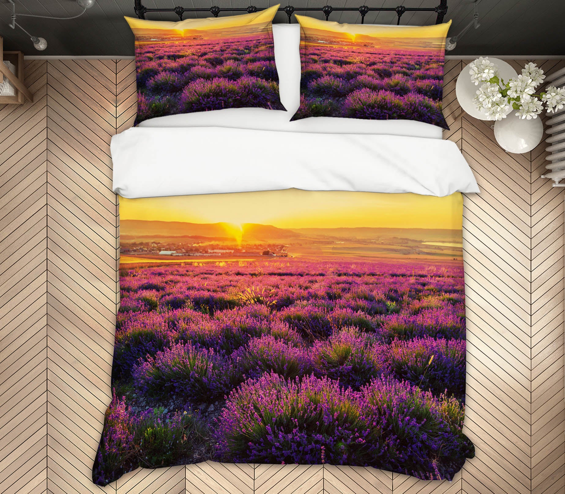 3D Purple Flowers 60229 Bed Pillowcases Quilt