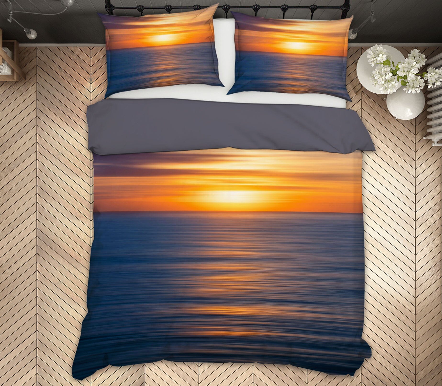 3D Sunrise Sea 2128 Marco Carmassi Bedding Bed Pillowcases Quilt Quiet Covers AJ Creativity Home 